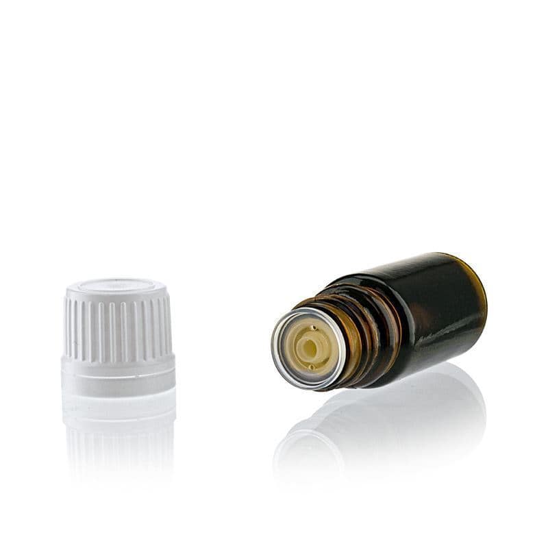 5 ml tıbbi şişe, cam, kahverengi, ağız: DIN 18