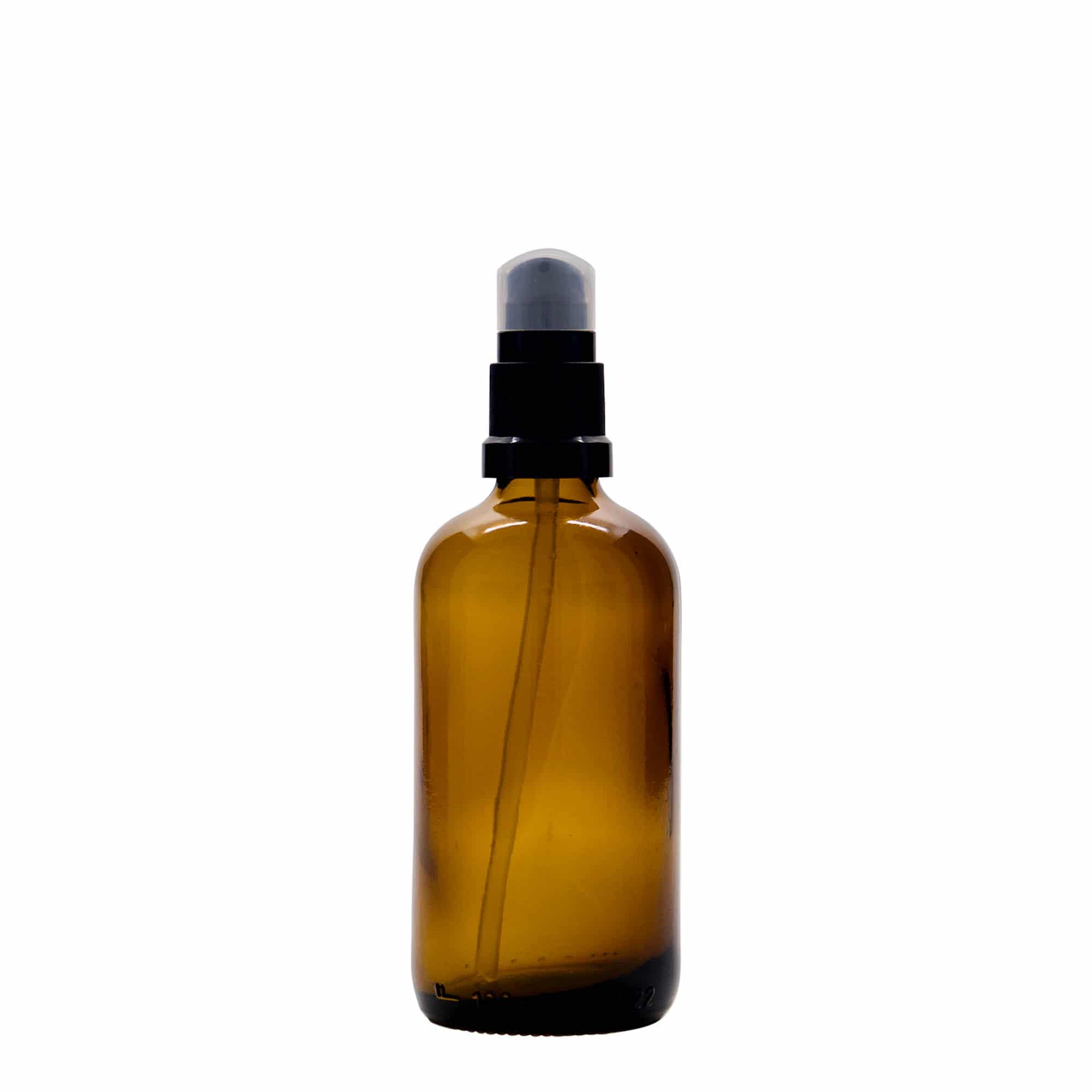 100 ml tıbbi şişe, losyon pompalı, cam, kahverengi, ağız: DIN 18 100 ml tıbbi şişe, losyon pompalı, cam, kahverengi, ağız: DIN 18