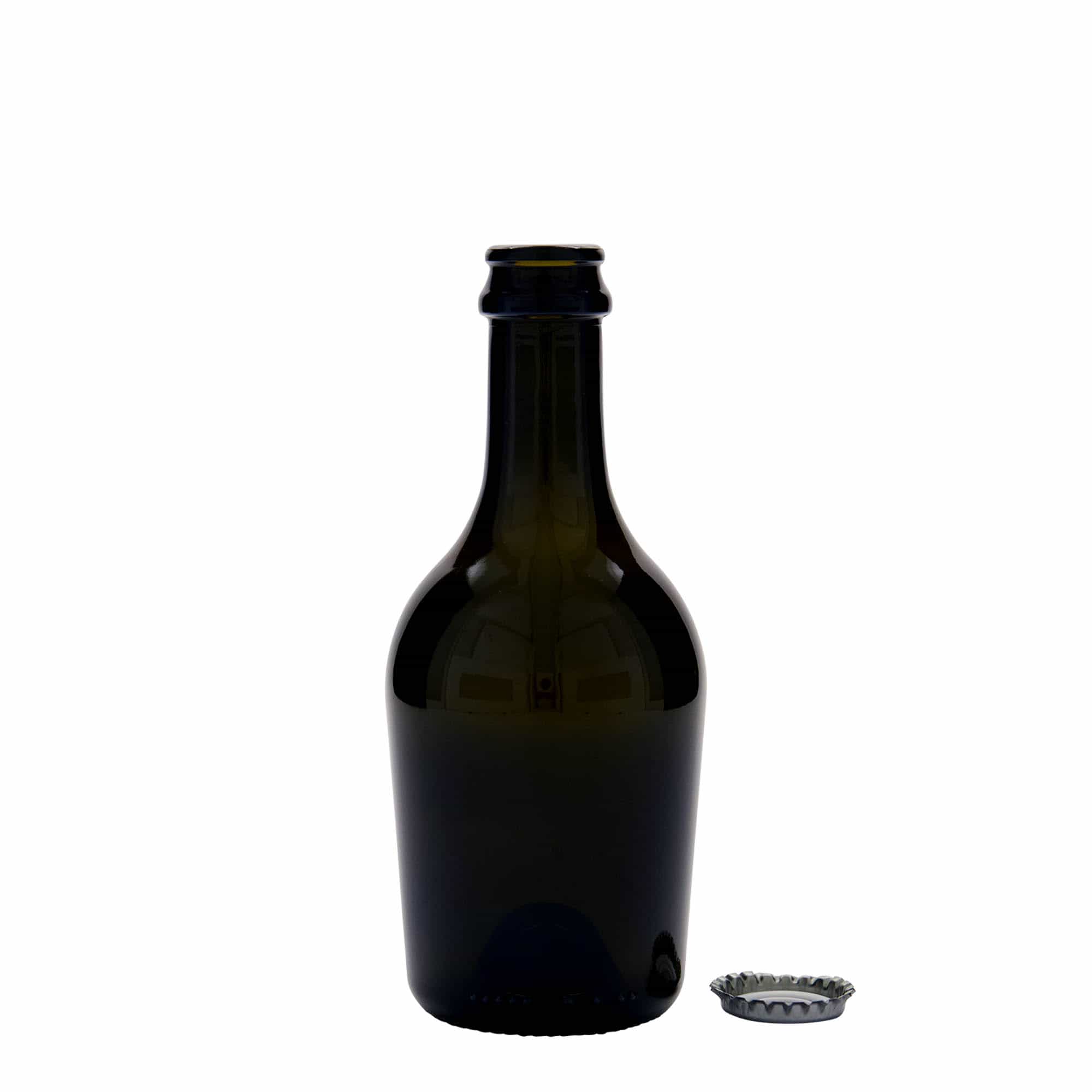 330 ml Bira-/Şampanya Şişesi 'Butterfly', Cam, antik yeşil, Ağız: Kronkork