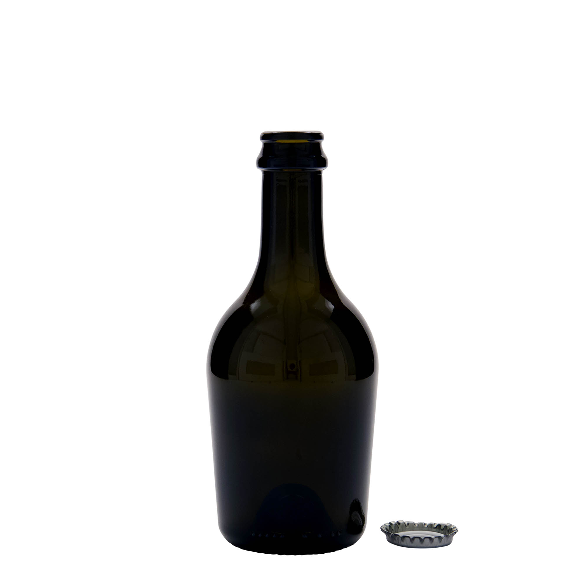 330 ml Bira-/Şampanya Şişesi 'Butterfly', Cam, antik yeşil, Ağız: Kronkork