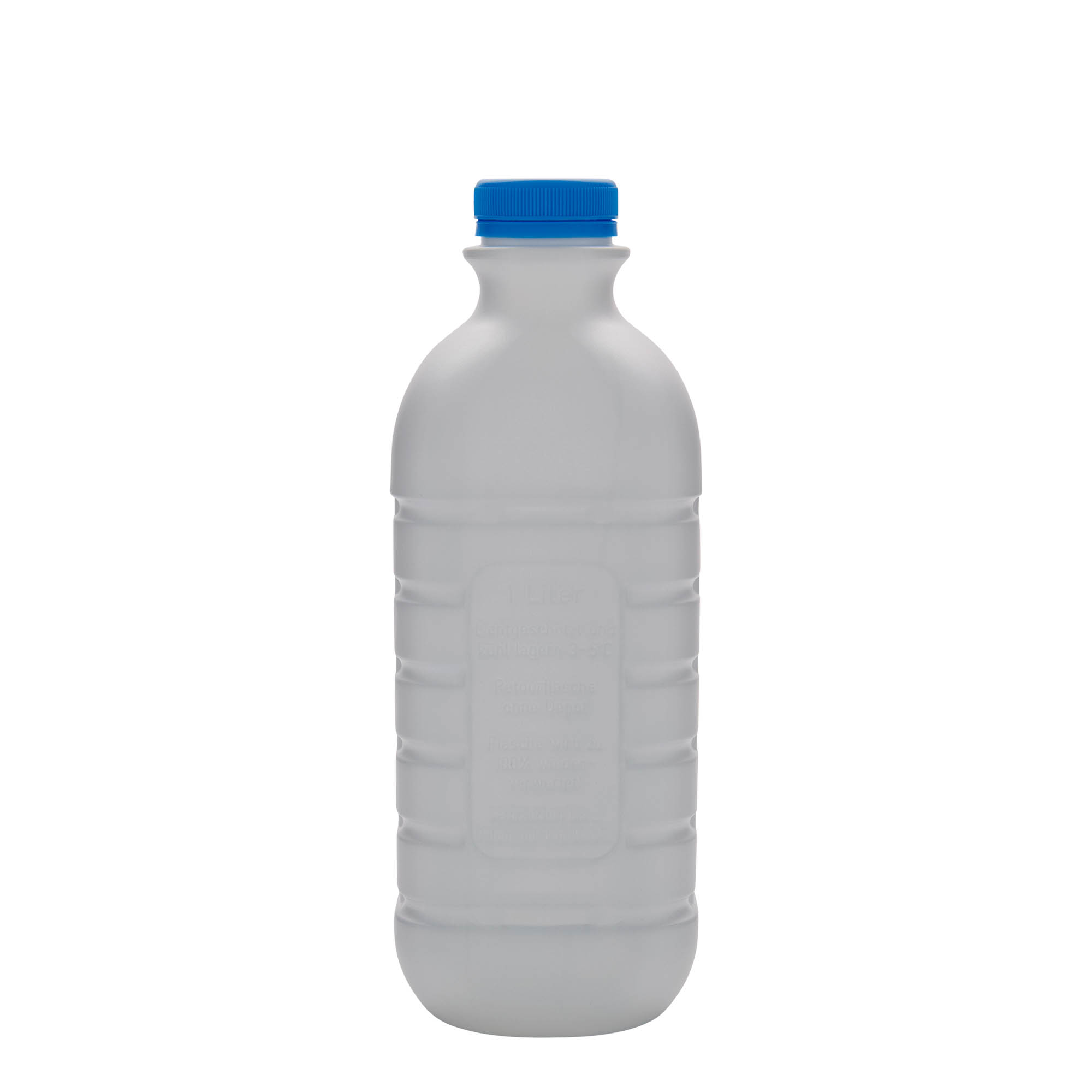 1.000 ml süt şişesi, dikdörtgen, HDPE plastik, beyaz, ağız: PEHD40