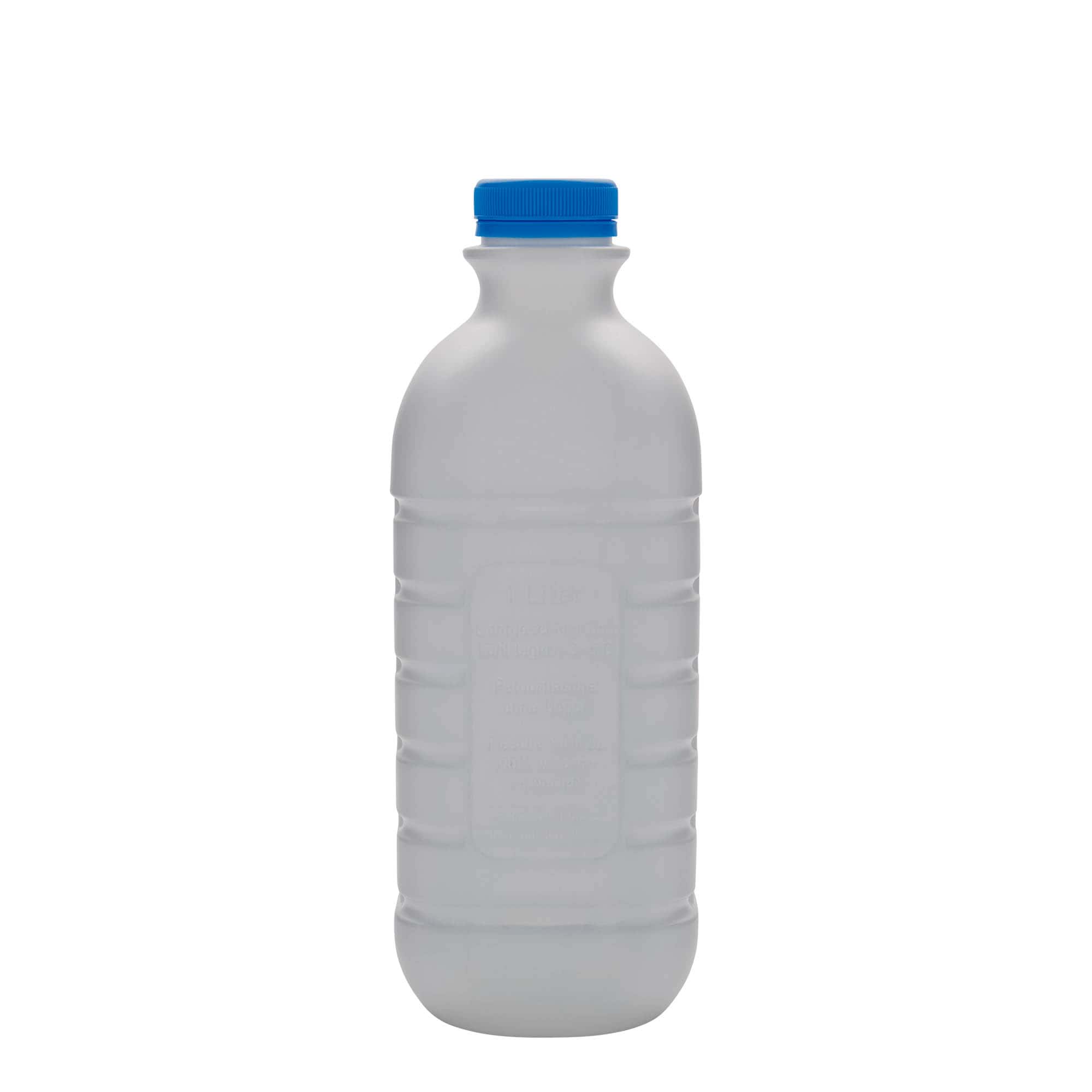 1.000 ml süt şişesi, dikdörtgen, HDPE plastik, beyaz, ağız: PEHD40