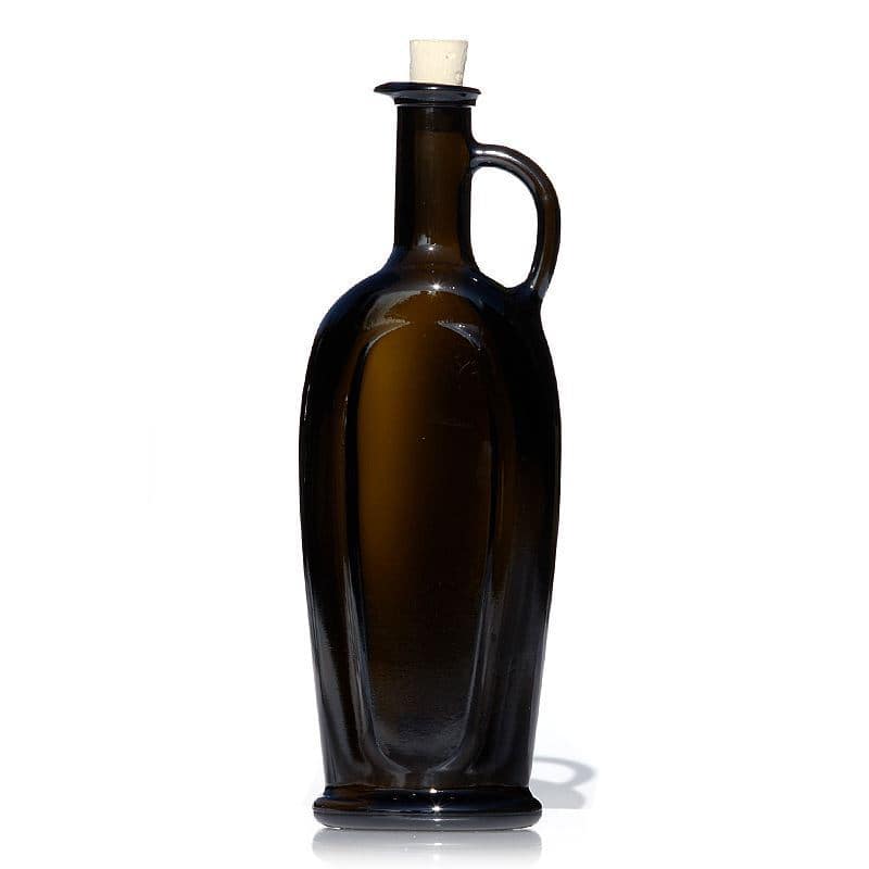 500 ml Cam şişe 'Eleganta', oval, antik yeşil, Ağız: Mantar