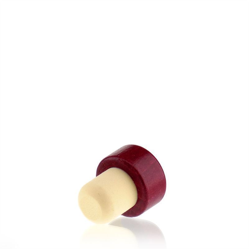 Sap mantar tıpa 19 mm, ahşap/plastik, bordo kırmızısı, ağız için: mantar Sap mantar tıpa 19 mm, ahşap/plastik, bordo kırmızısı, ağız için: mantar