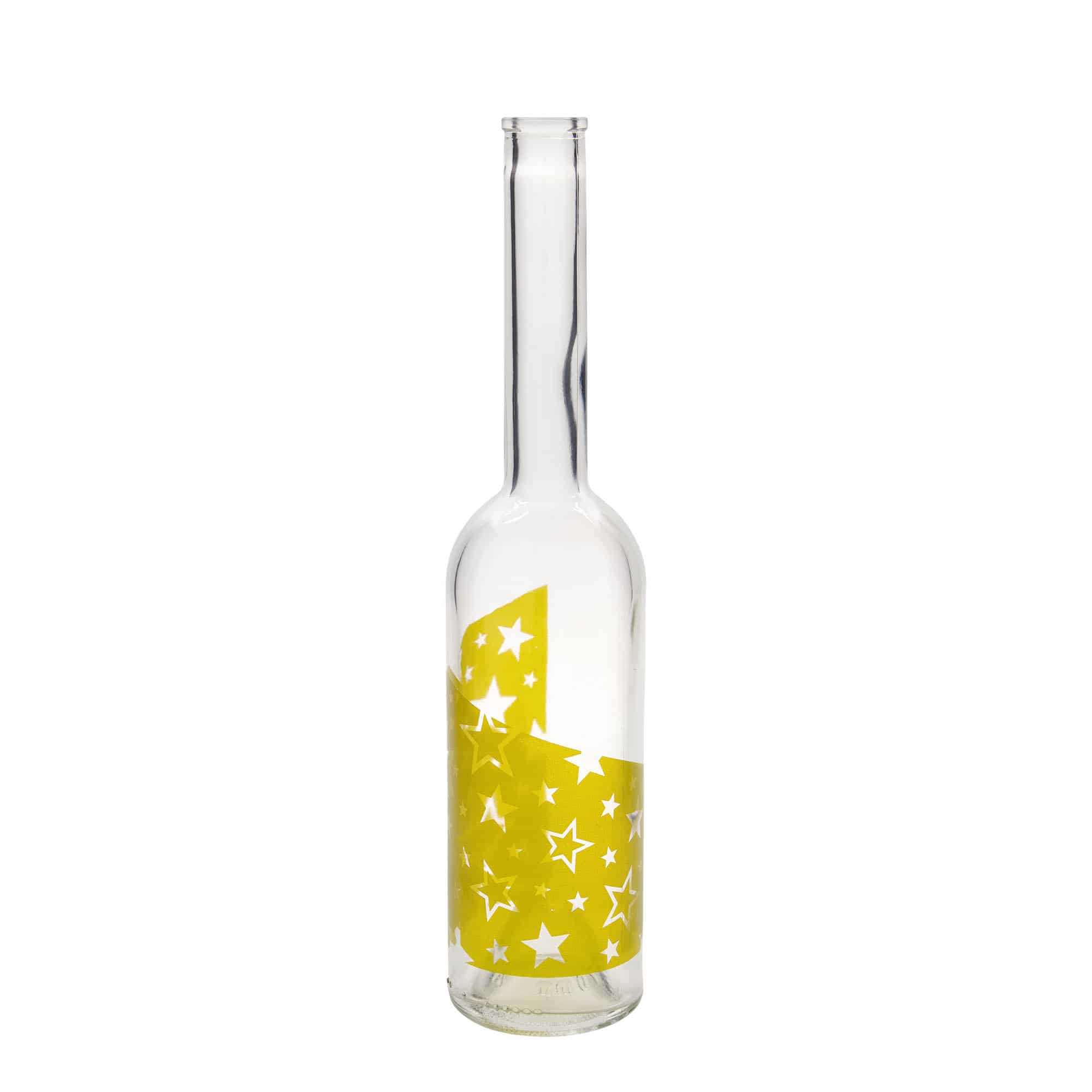 500 ml Cam şişe 'Opera', Motif: Altın Yıldızlar, Ağız: Mantar