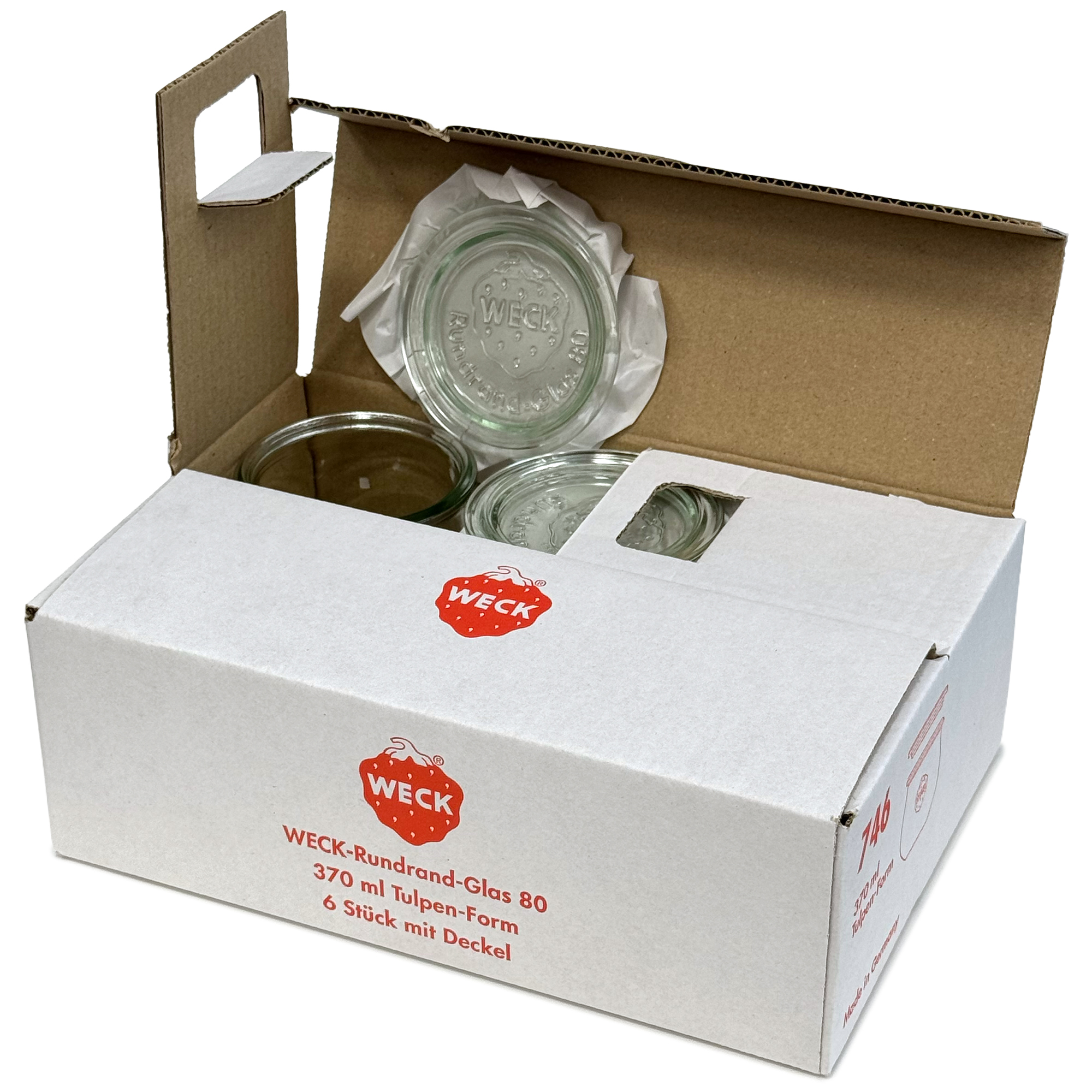 6x 370 ml WECK lale kavanozu cam kapaklı RR 80