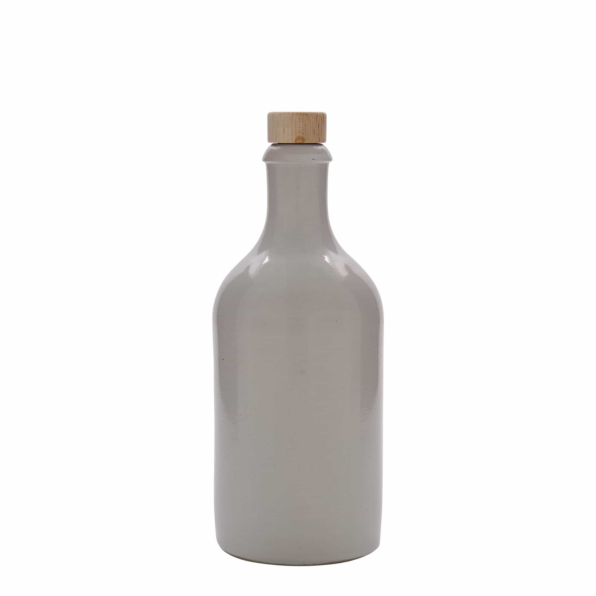 500 ml Toprak testi, taş toprak, beyaz, ağız: mantar
