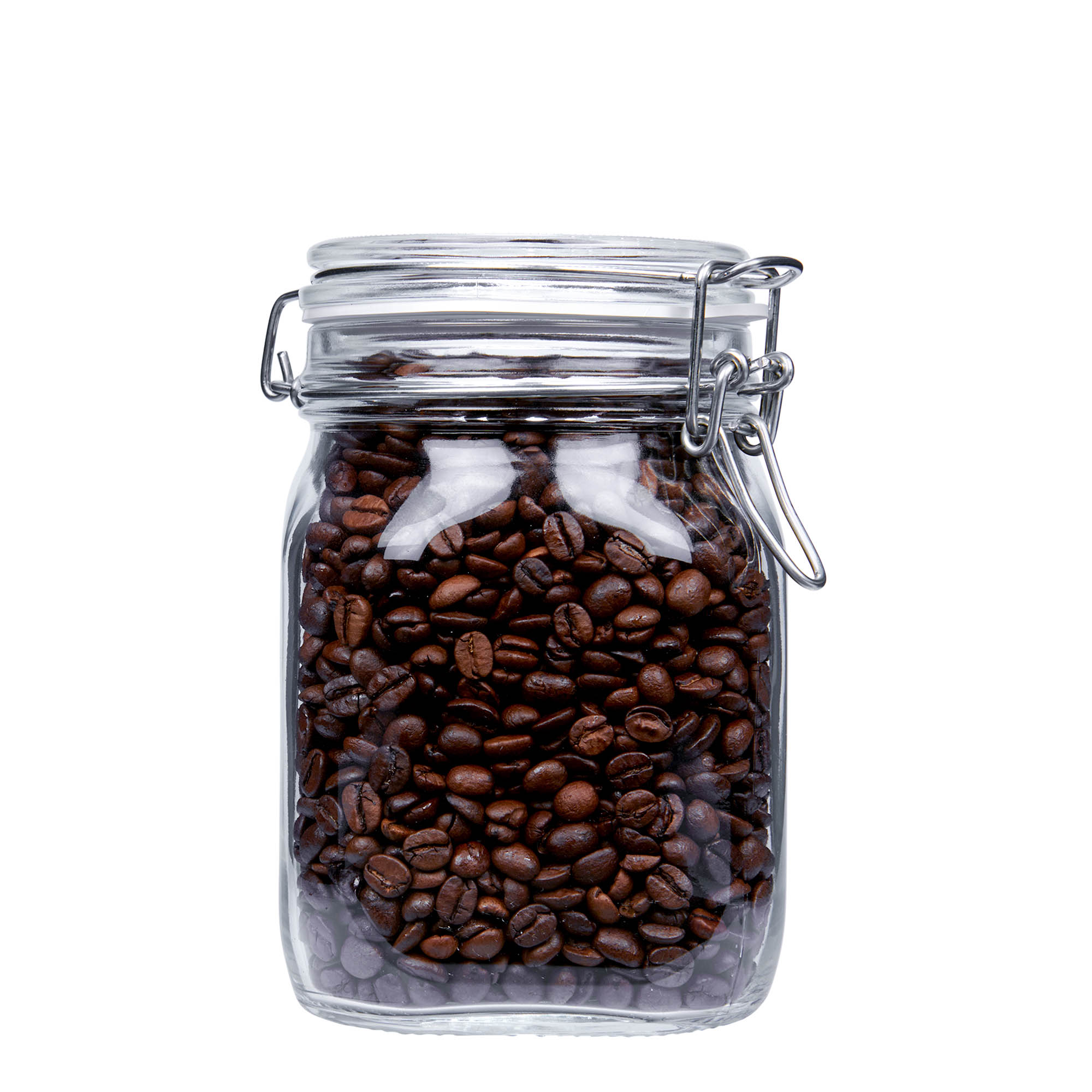 1.000 ml Tel mandallı kavanoz 'Fido', kare, ağız: tel mandallı kapak