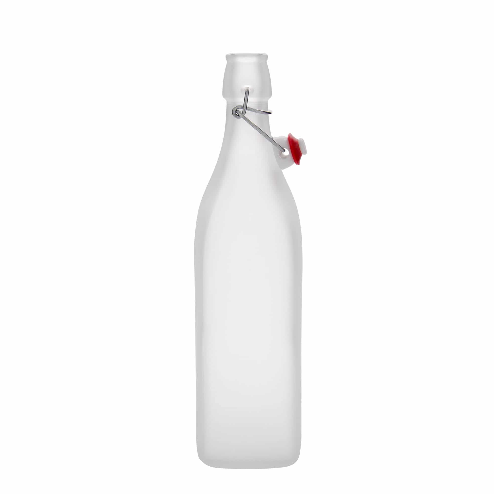 1.000 ml cam şişe 'Swing, kare, buzlu, ağız: mandallı kapak'