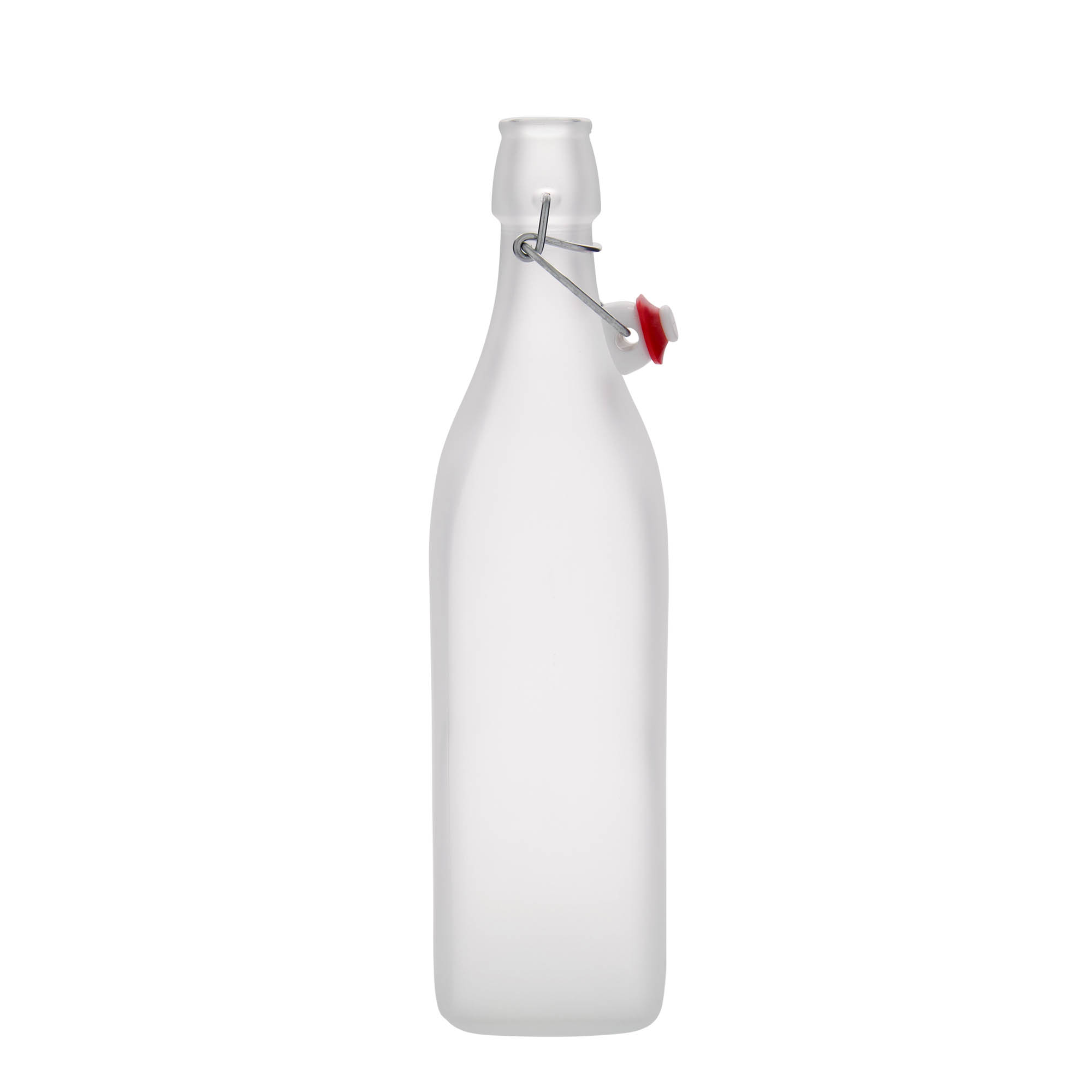 1.000 ml cam şişe 'Swing, kare, buzlu, ağız: mandallı kapak'