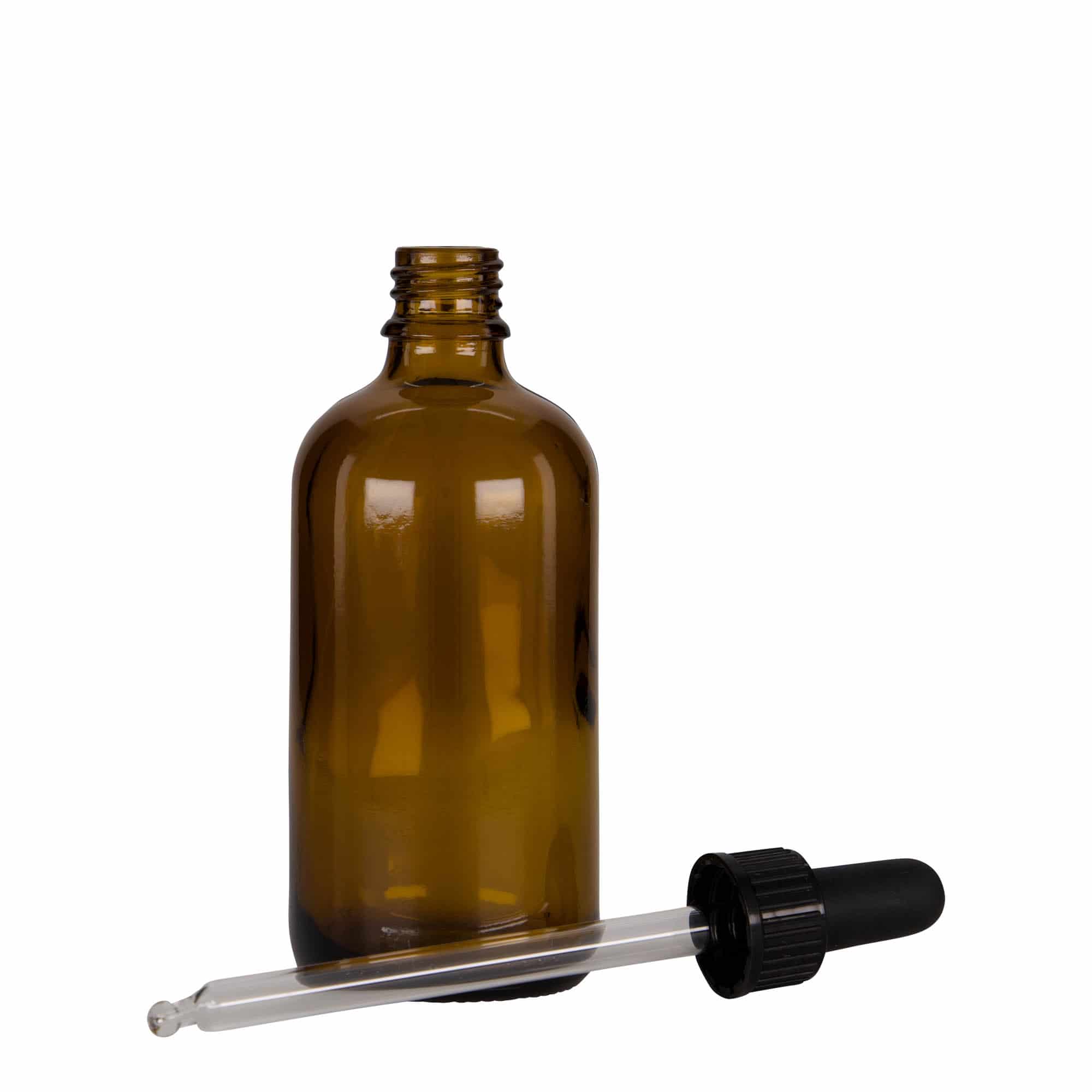 100 ml Pipet Şişesi Tıp, Cam, kahverengi-siyah, Ağız: DIN 18