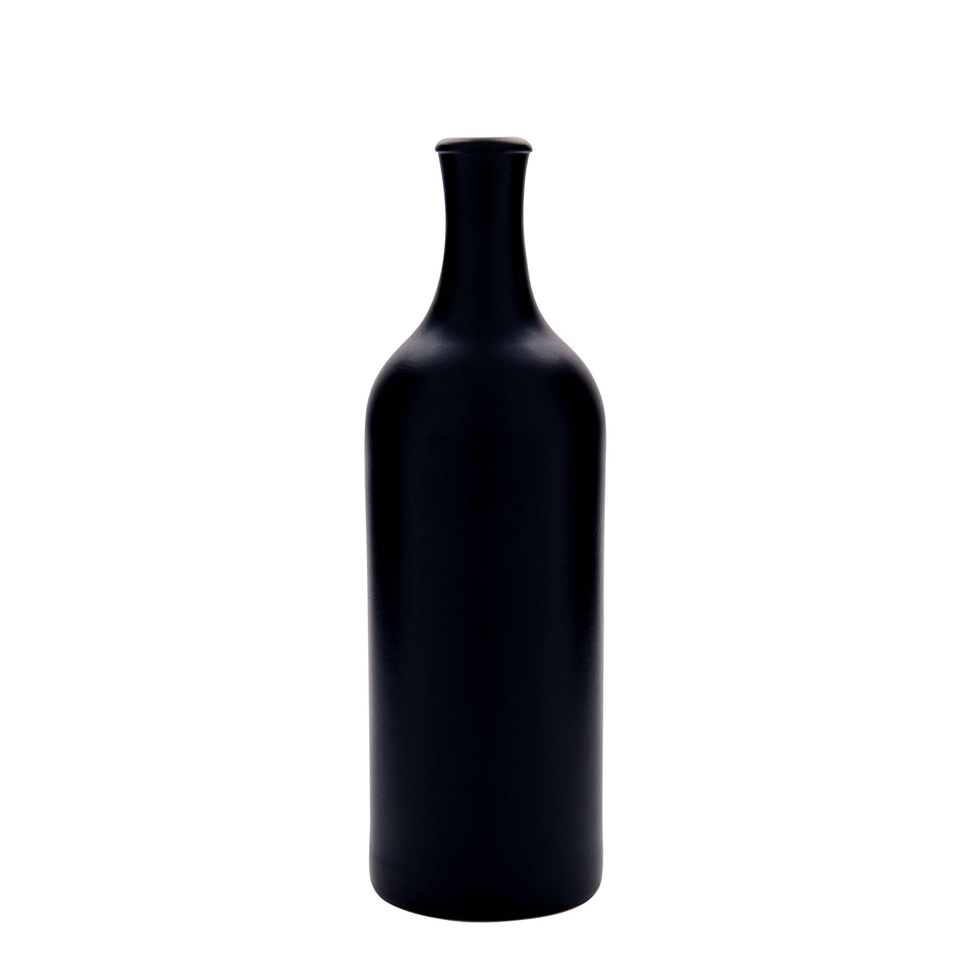750 ml Uzun Boyunlu Toprak Sürahi, Taş Toprak, siyah, Ağız: Mantar