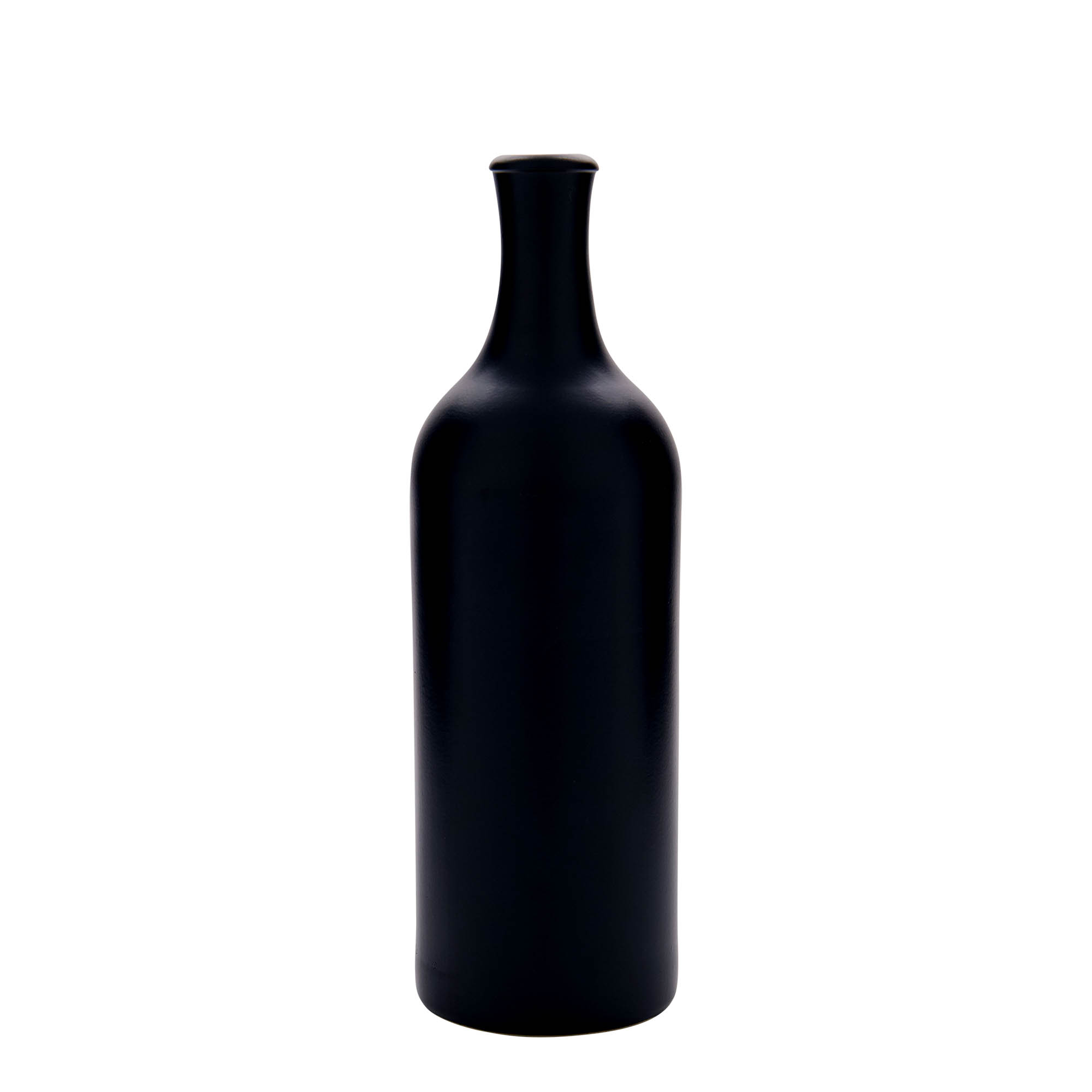 750 ml Uzun Boyunlu Toprak Sürahi, Taş Toprak, siyah, Ağız: Mantar