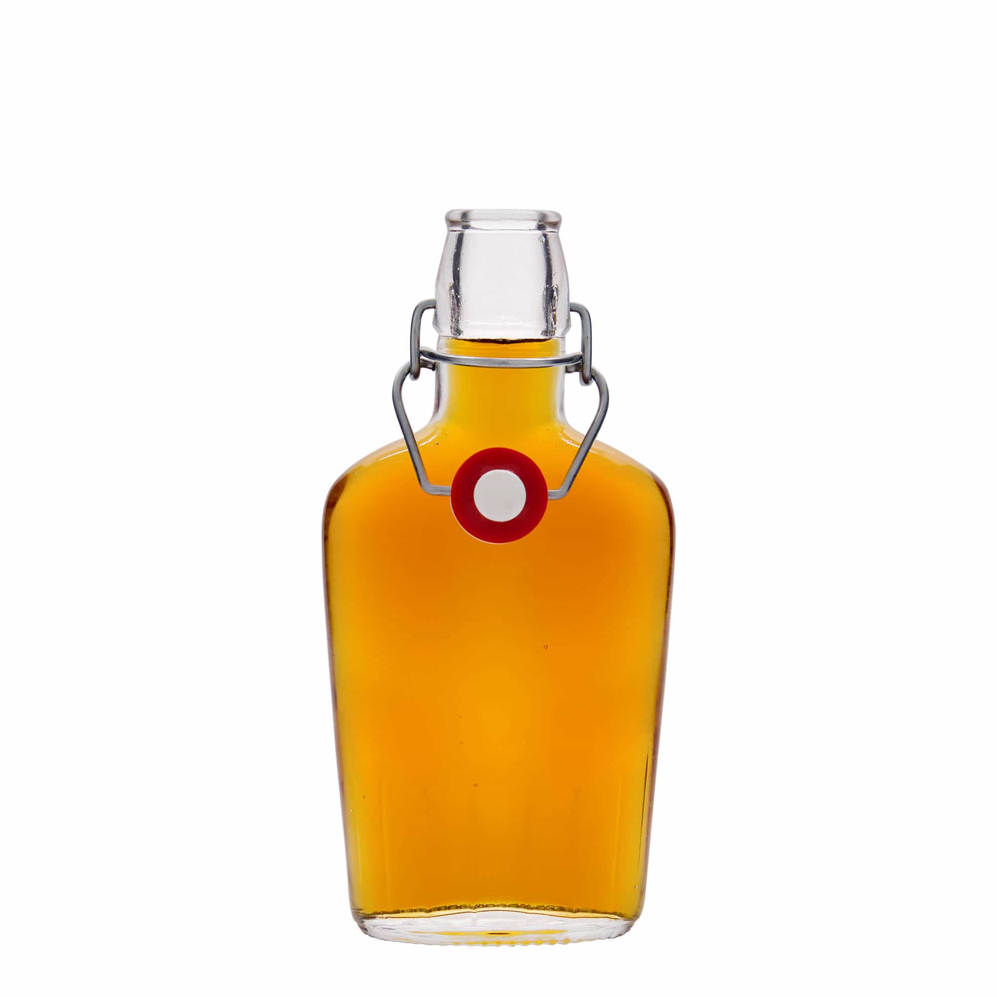 250 ml cam şişe 'Fiaschetta', oval, ağız: mandallı kapak