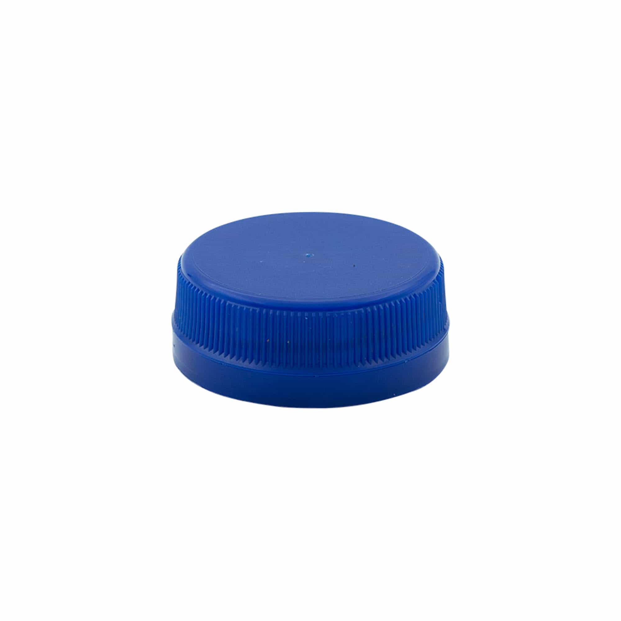 Vidalı kapak çift dişli, PE plastik, mavi, ağız için: PET 38 mm