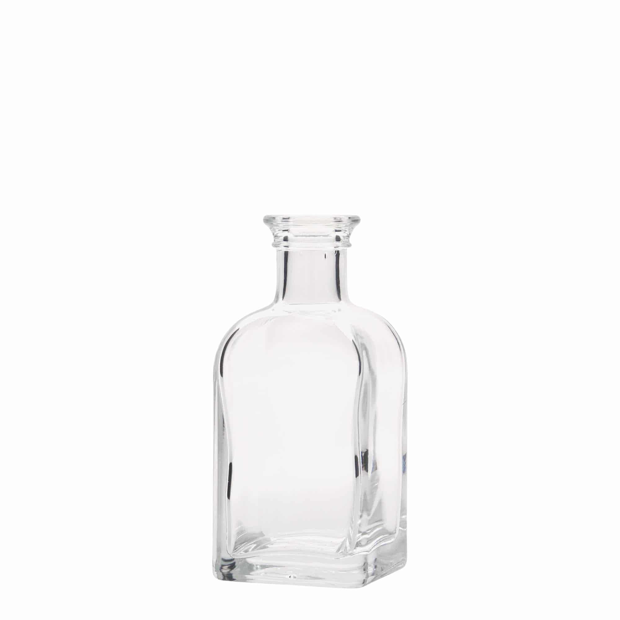 100 ml cam şişe Apotheker Carré, kare, ağız: mantar