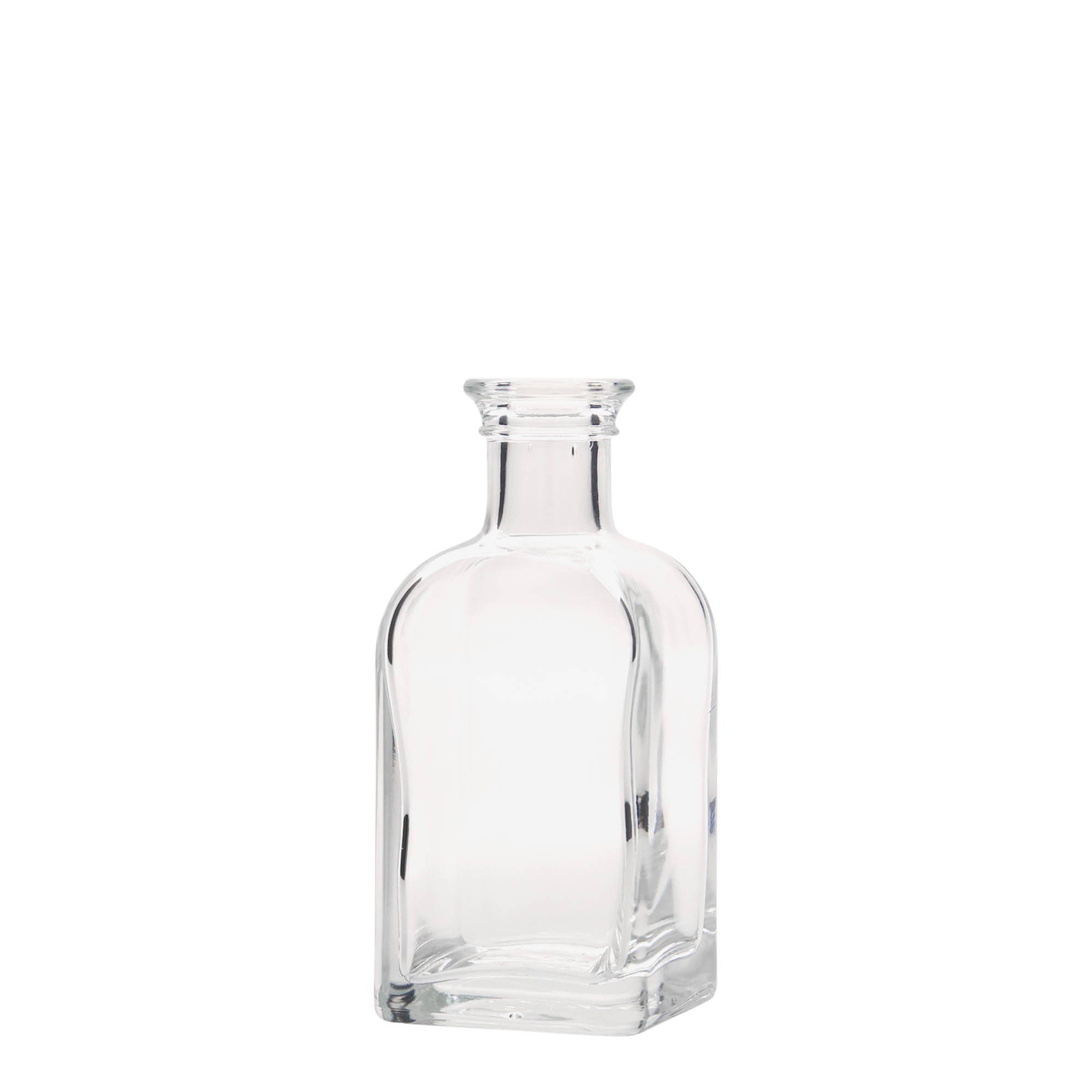 100 ml cam şişe Apotheker Carré, kare, ağız: mantar