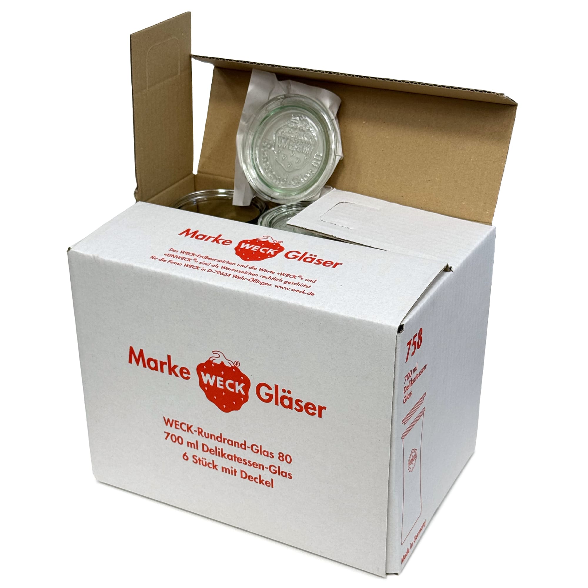 6x 730 ml WECK gurme kavanoz cam kapaklı RR 80