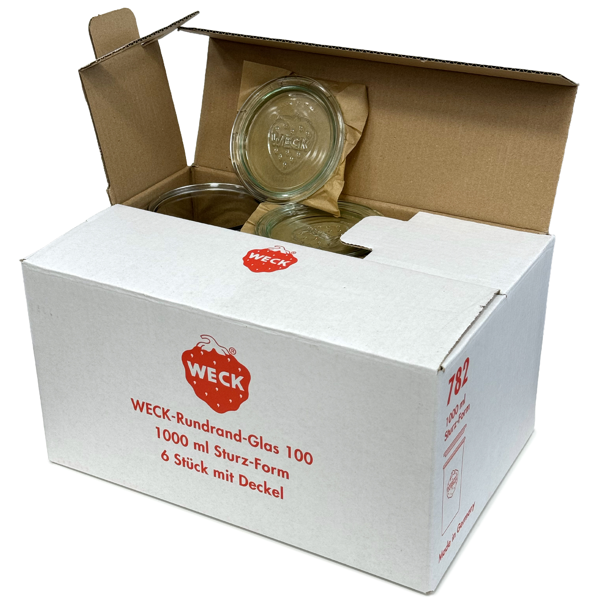 6x 1000 ml WECK kavanoz cam kapaklı RR 100