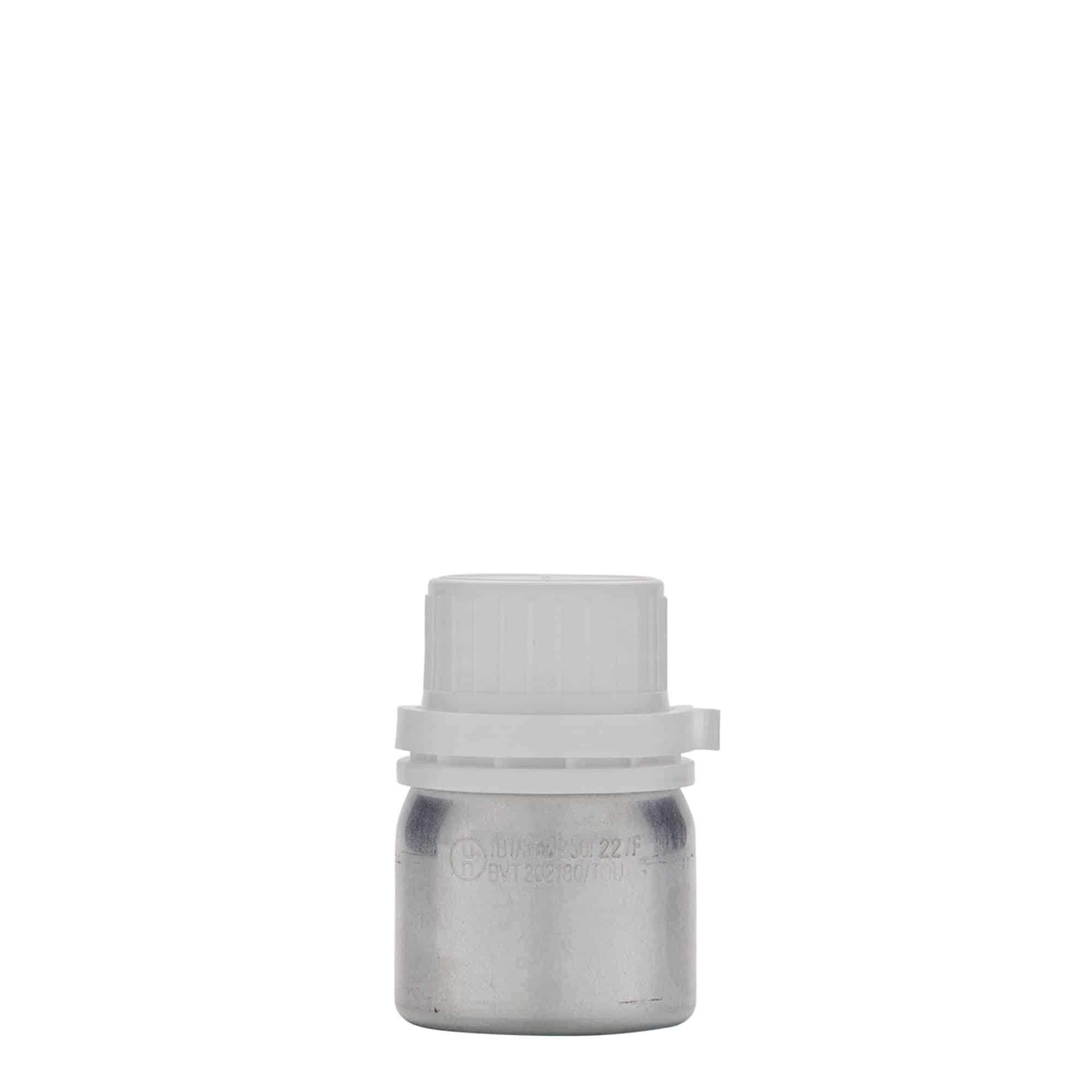 50 ml Alüminyum şişe, metal, gümüş, ağız: DIN 32