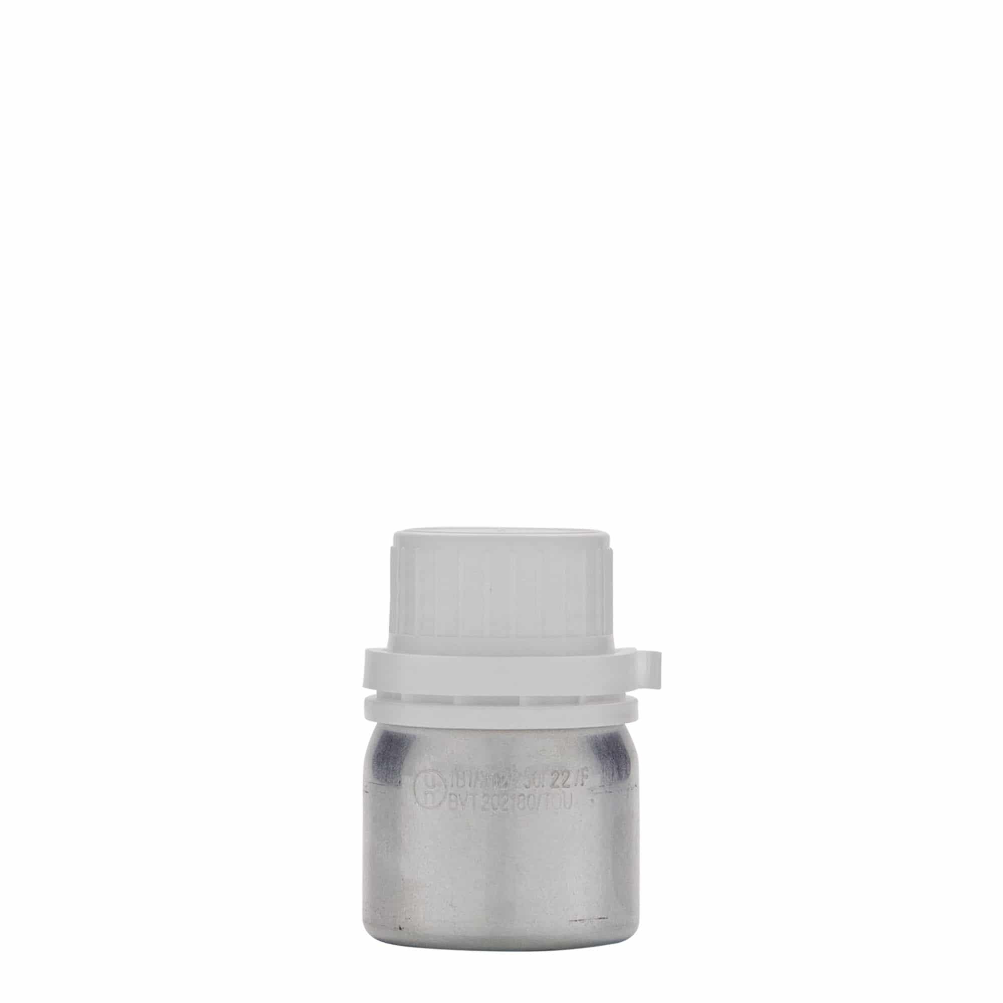 50 ml Alüminyum şişe, metal, gümüş, ağız: DIN 32