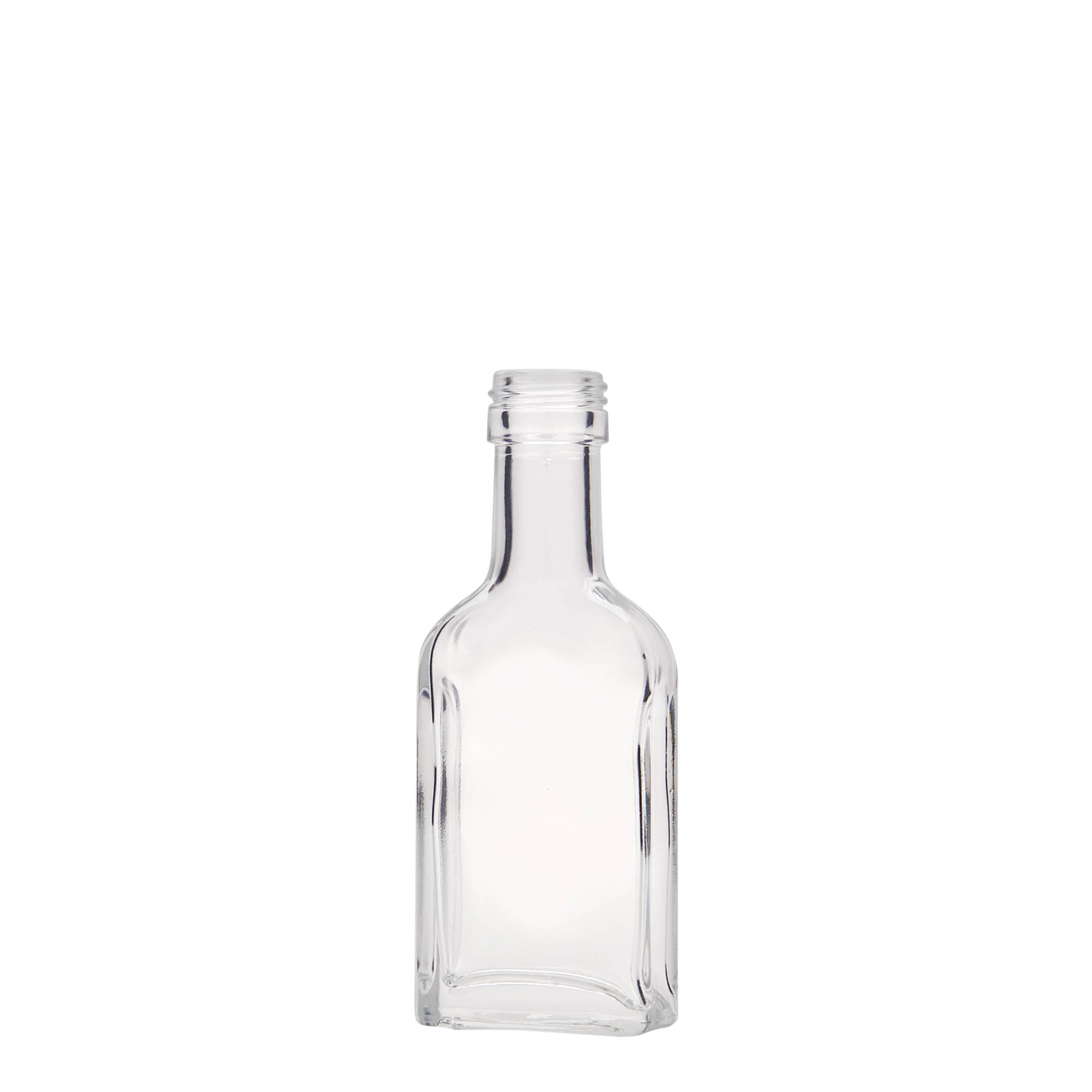 40 ml Cep Şişesi Uzun Boyun, dikdörtgen, Cam, Ağız: PP 22