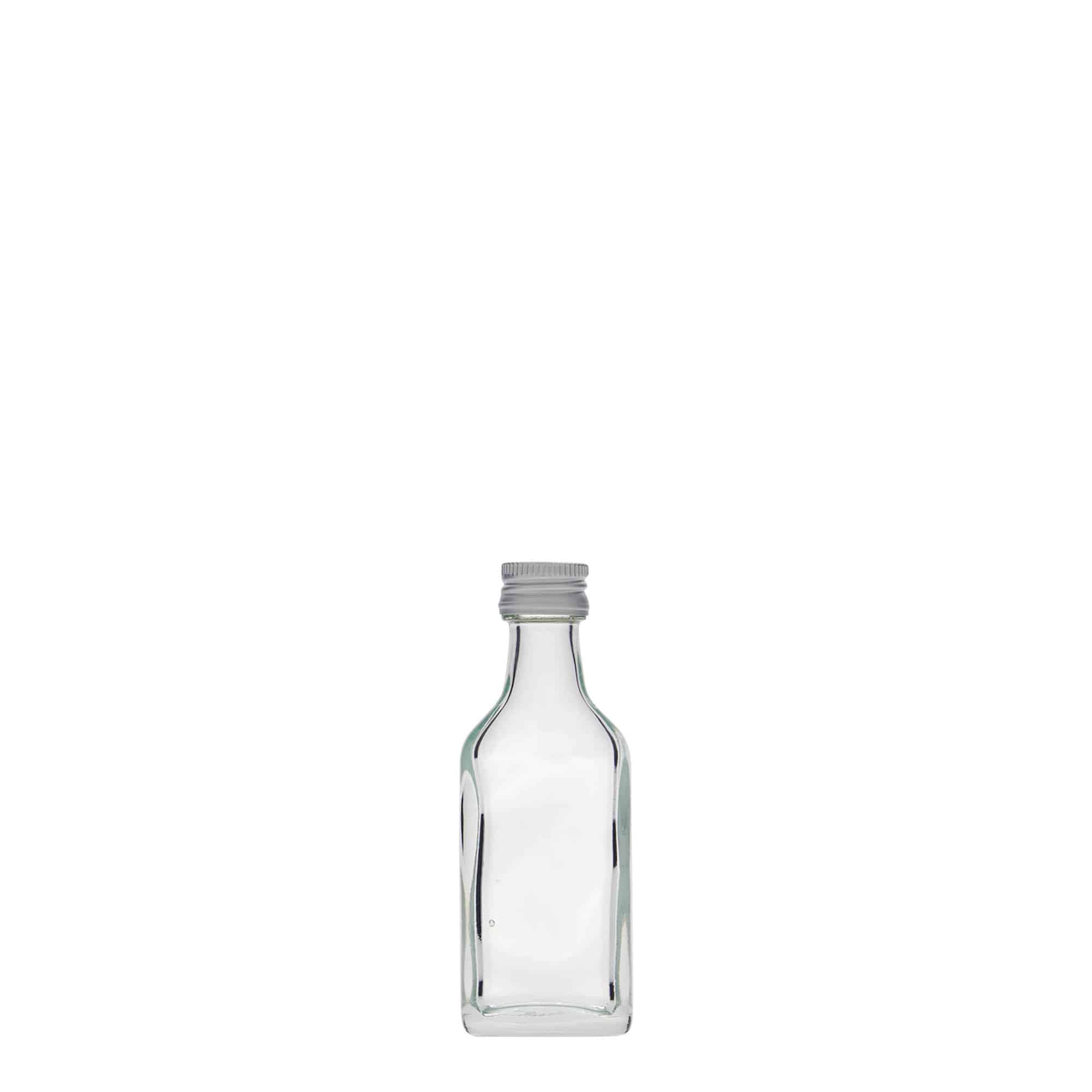20 ml cep şişesi, dikdörtgen, cam, ağız: PP 18