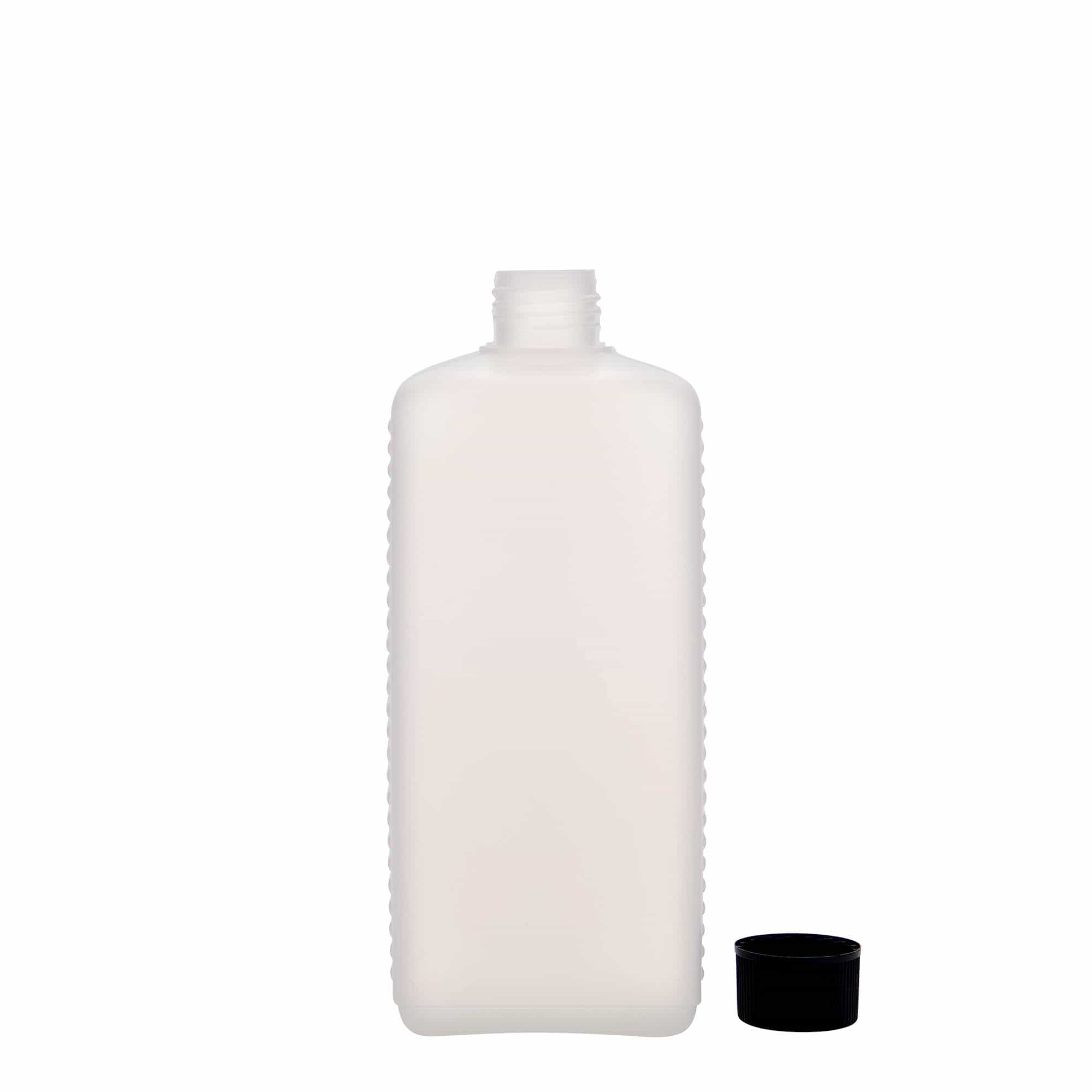 500 ml Kanister şişe, dikdörtgen, HDPE plastik, doğal, ağız: DIN 25 EPE