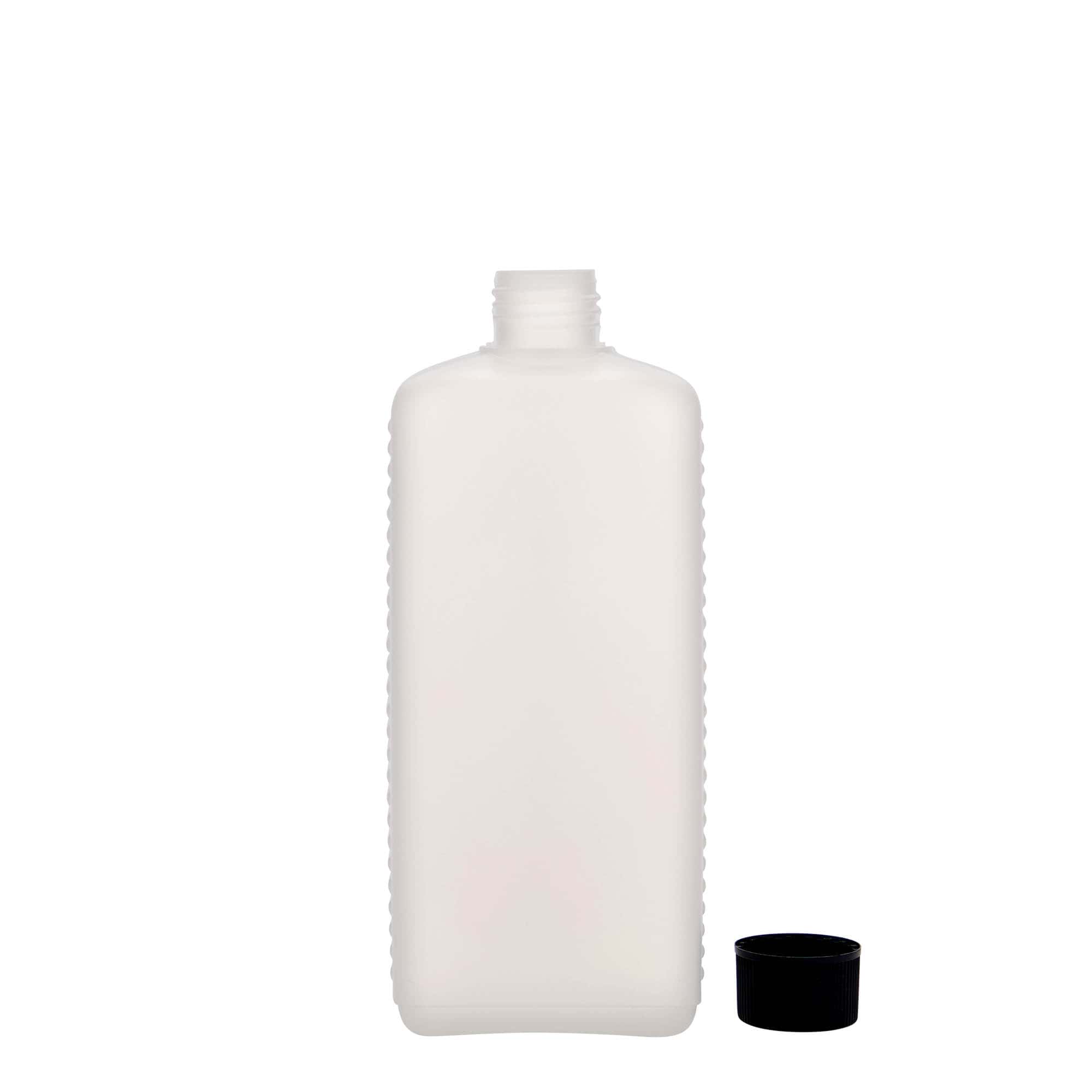 500 ml Kanister şişe, dikdörtgen, HDPE plastik, doğal, ağız: DIN 25 EPE