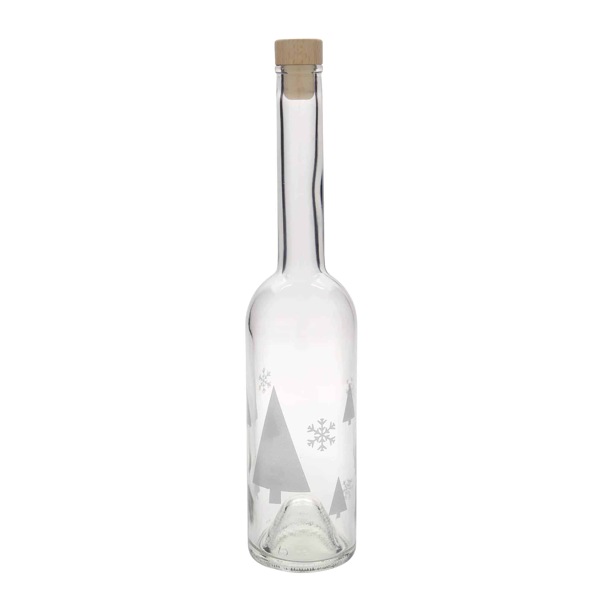 500 ml Cam Şişe 'Opera', Motif: Kar Taneleri, Ağız: Mantar