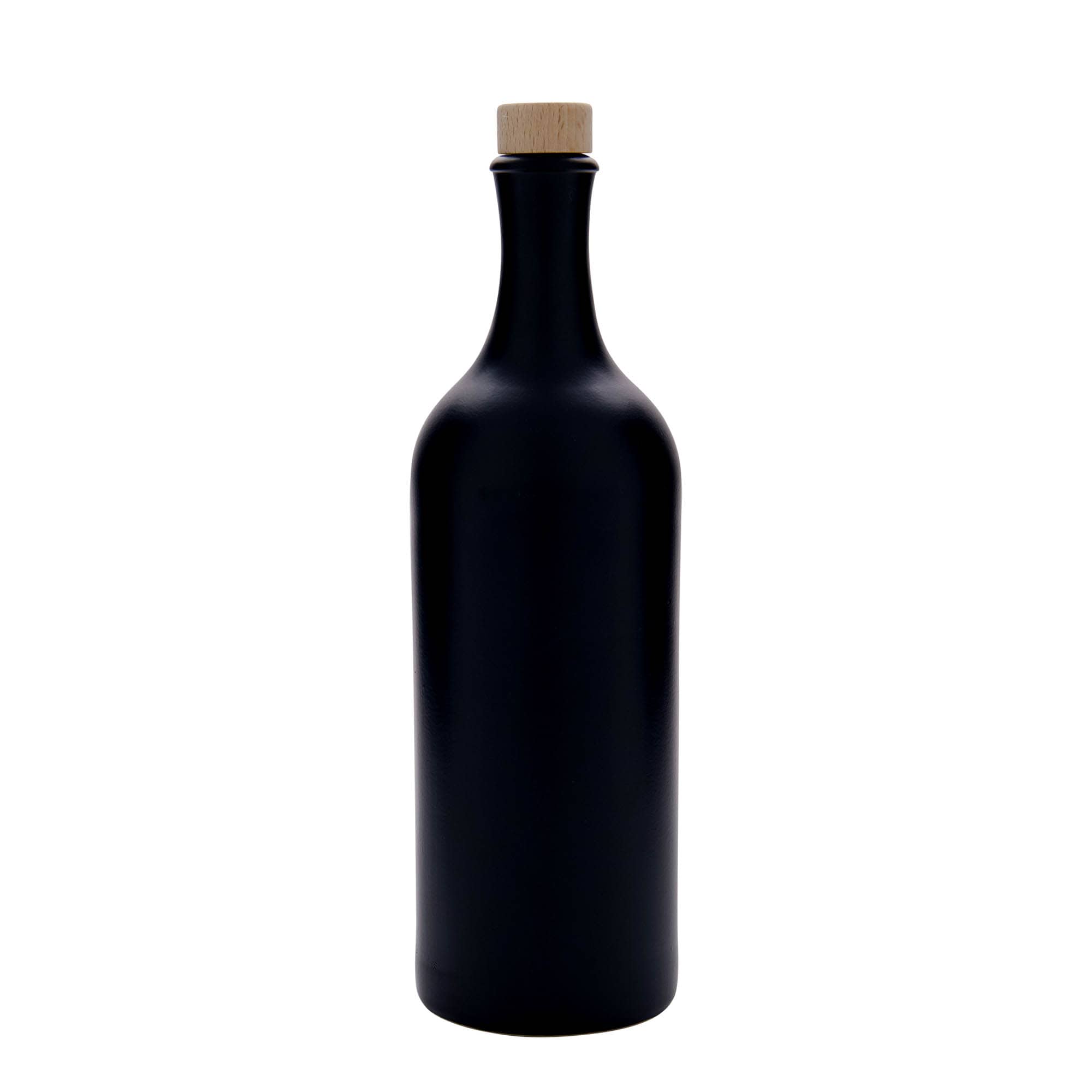 750 ml Uzun Boyunlu Toprak Sürahi, Taş Toprak, siyah, Ağız: Mantar