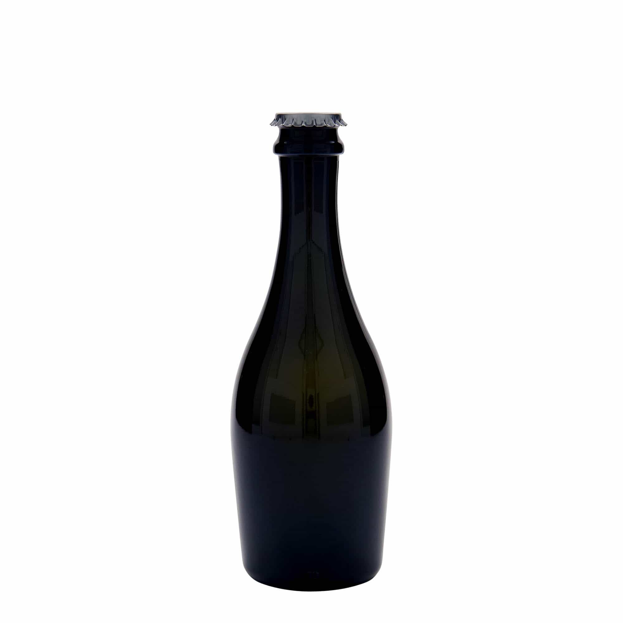 330 ml Köpüklü Şarap Şişesi 'Carmen', Cam, antik yeşil, Ağız: Kronkorken