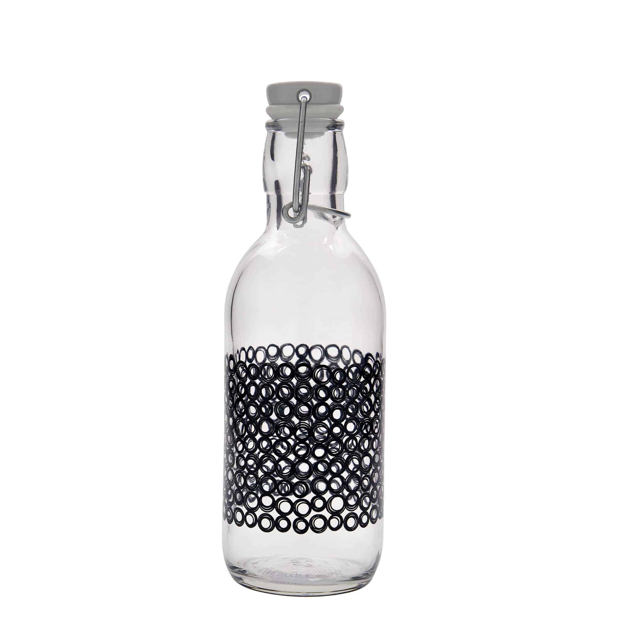 500 ml cam şişe 'Emilia', motif: Circola nero, ağız: mandallı kapak