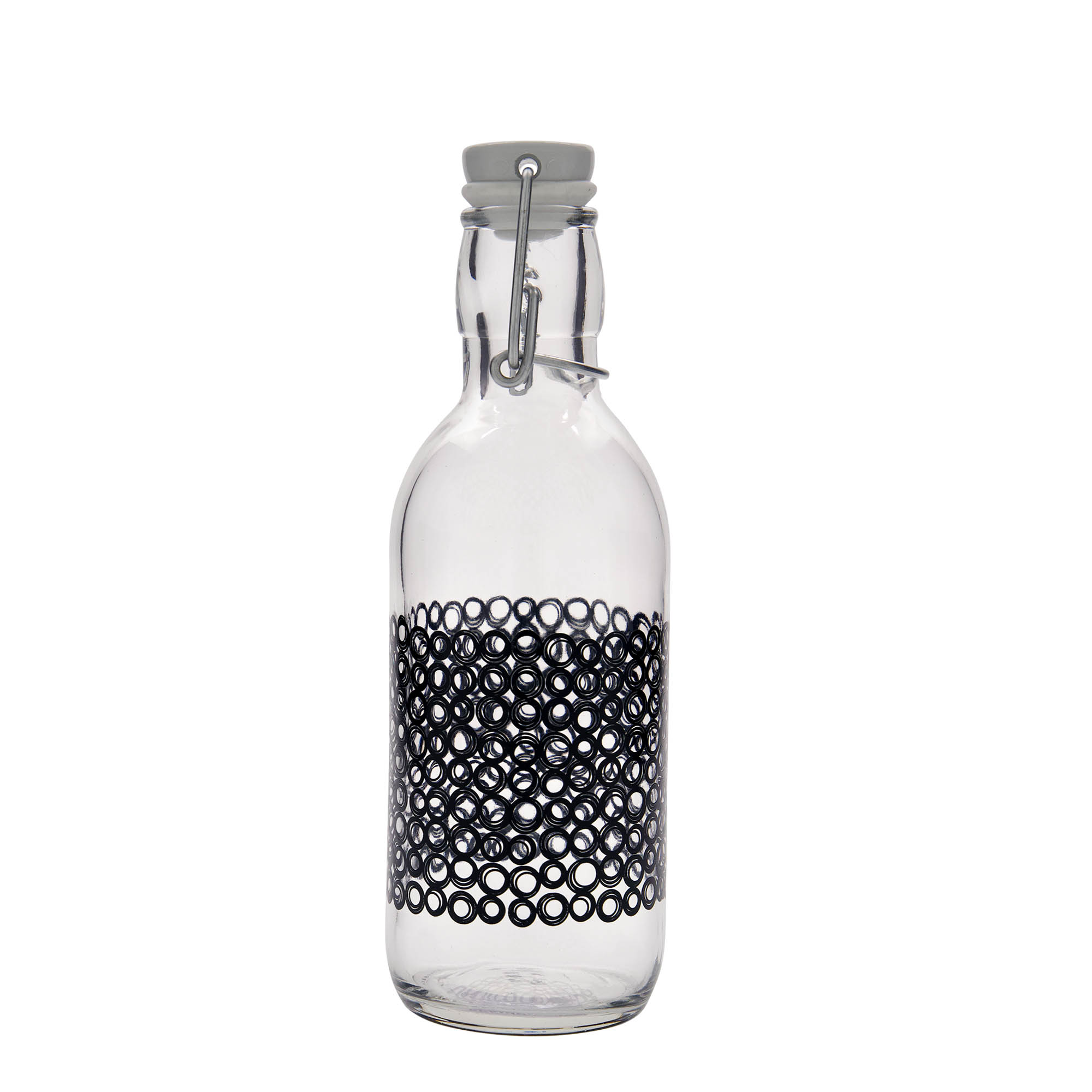 500 ml cam şişe 'Emilia', motif: Circola nero, ağız: mandallı kapak