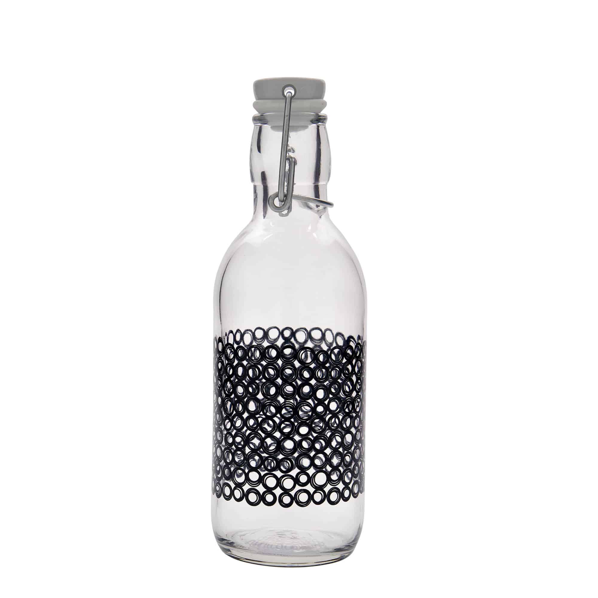 500 ml cam şişe 'Emilia', motif: Circola nero, ağız: mandallı kapak
