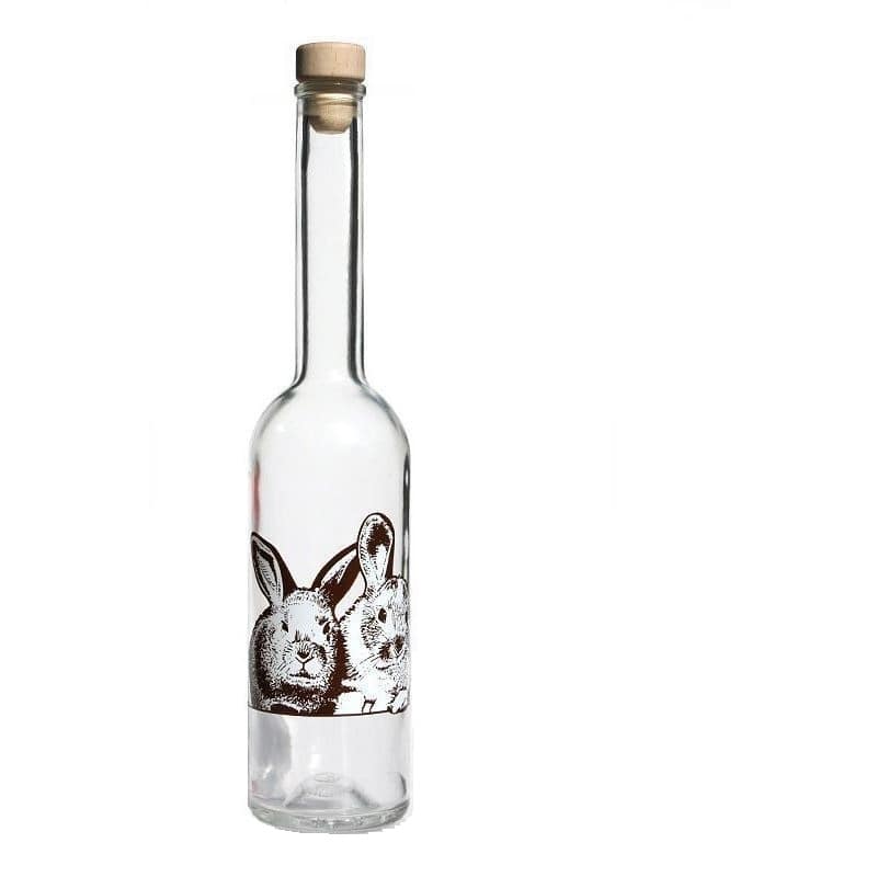 500 ml Cam Şişe 'Opera', Motif: Tavşan, Ağız: Mantar