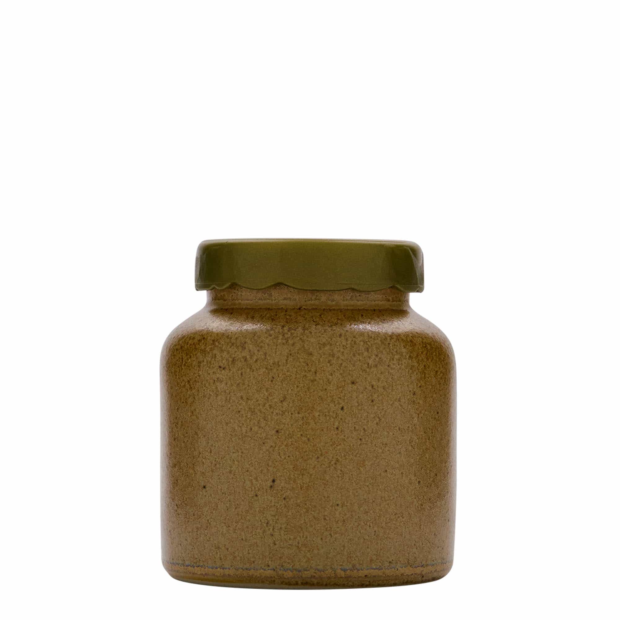 270 ml taş toprak kabı, seramik, kahverengi-kristal, ağız: kapaklı