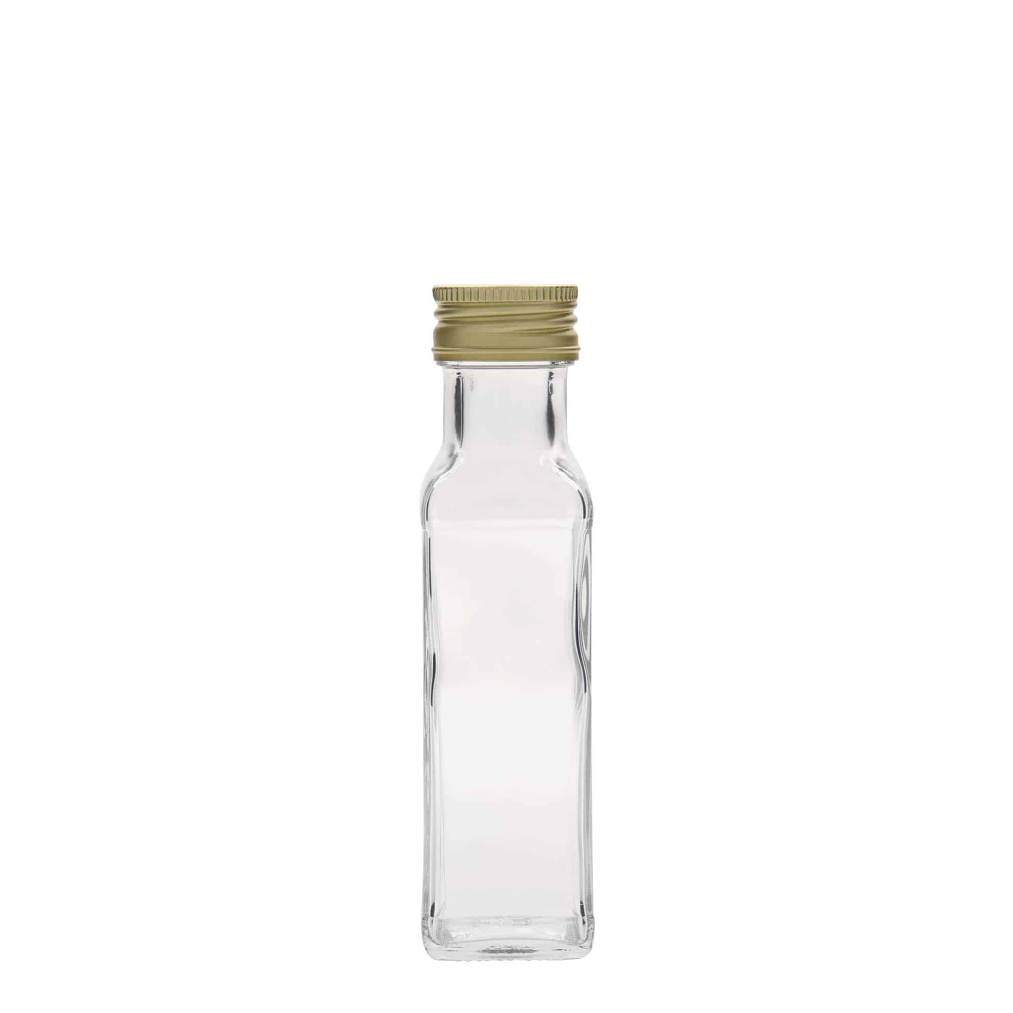 100 ml Cam şişe 'Marasca', kare, ağız: PP 31,5