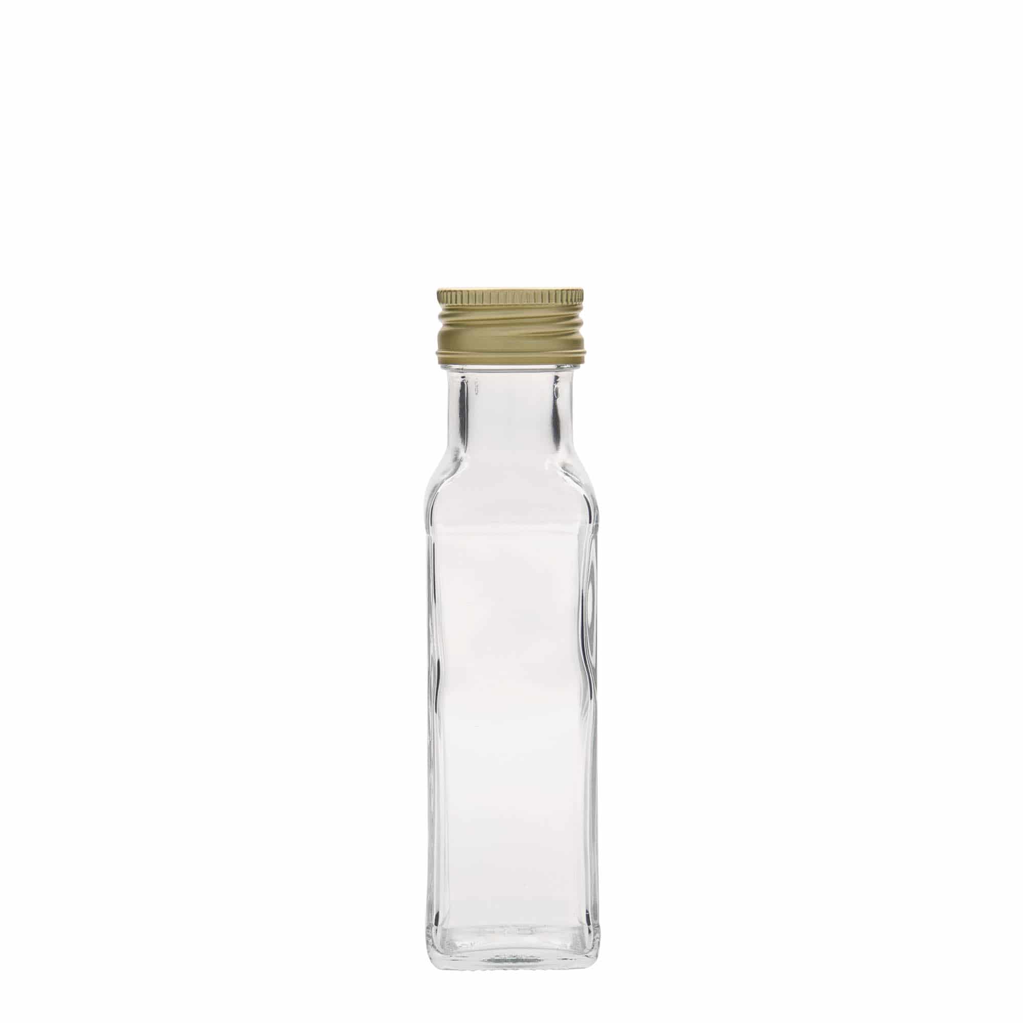 100 ml Cam şişe 'Marasca', kare, ağız: PP 31,5