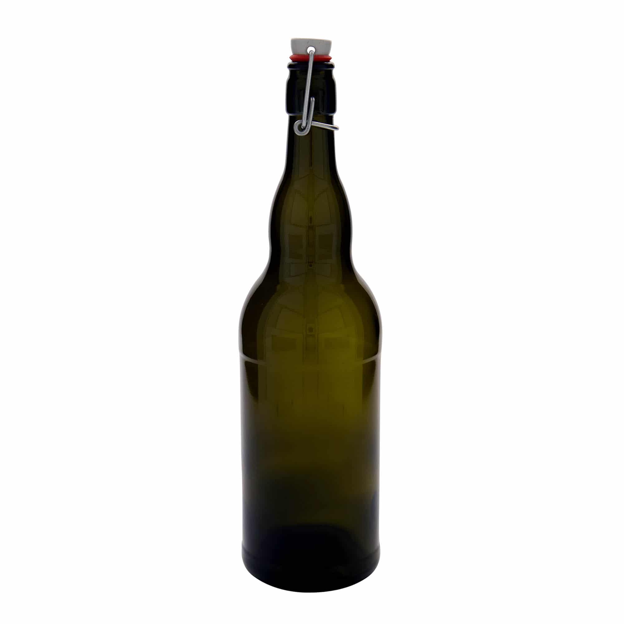 1.000 ml Bira Şişesi Belçika, Cam, antik yeşil, Ağız: Mandallı kapak