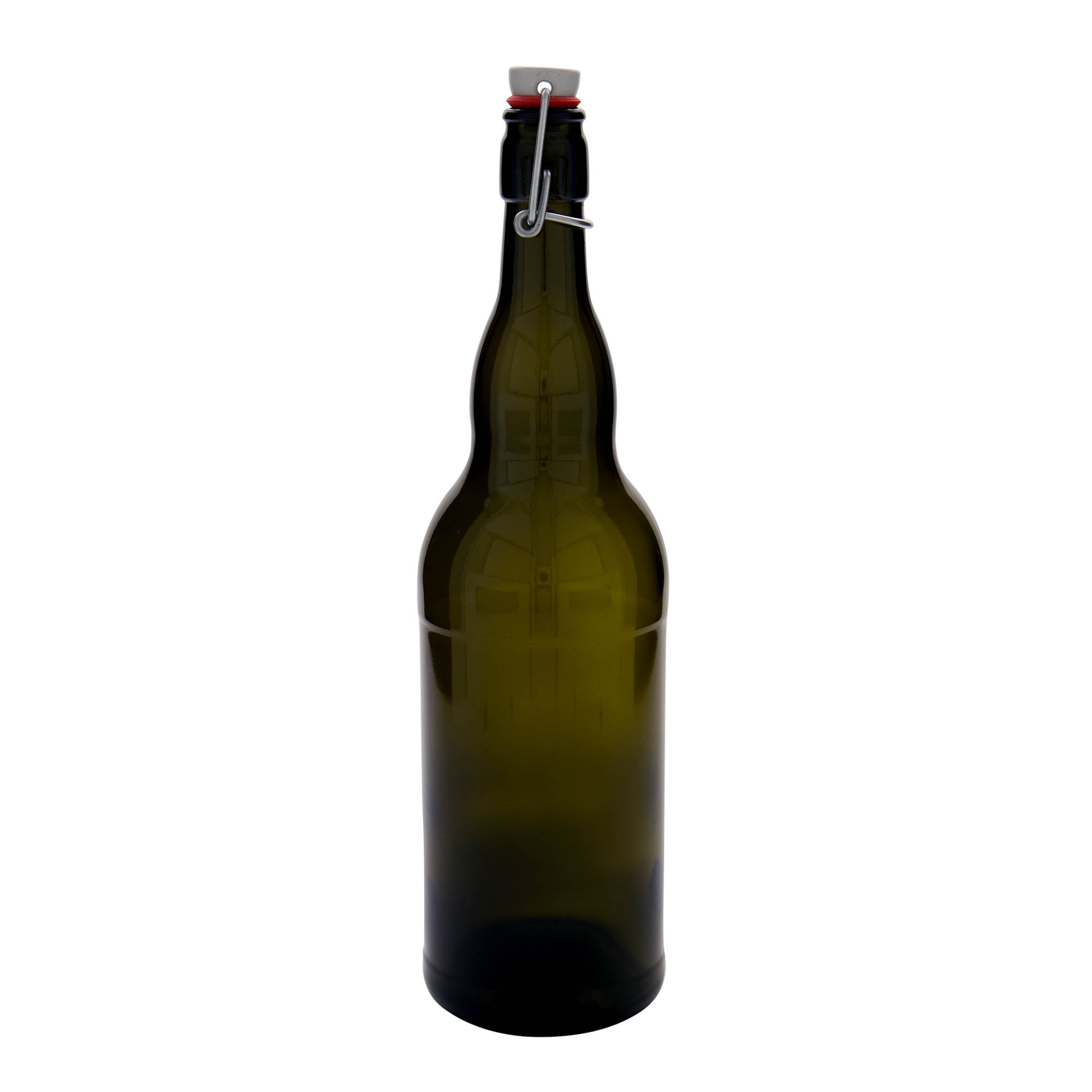 1.000 ml Bira Şişesi Belçika, Cam, antik yeşil, Ağız: Mandallı kapak