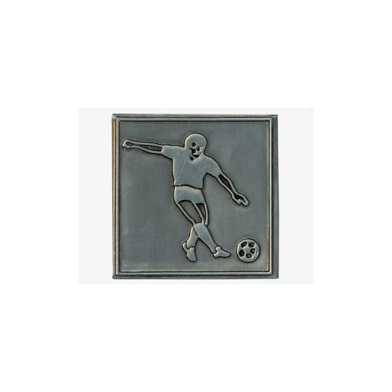 Teneke Etiket 'Futbol', kare, metal, gümüş