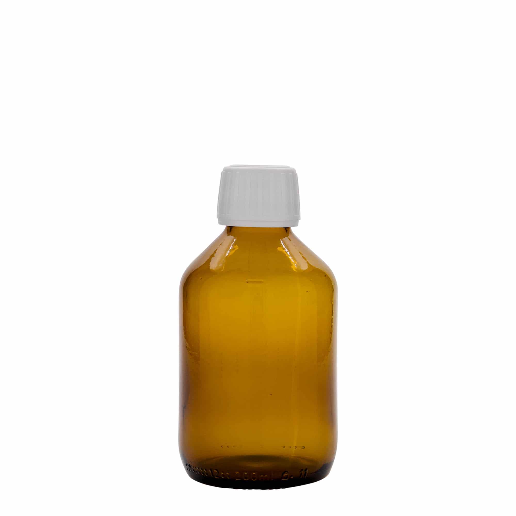 200 ml tıbbi şişe, kahverengi, cam, ağız: PP 28