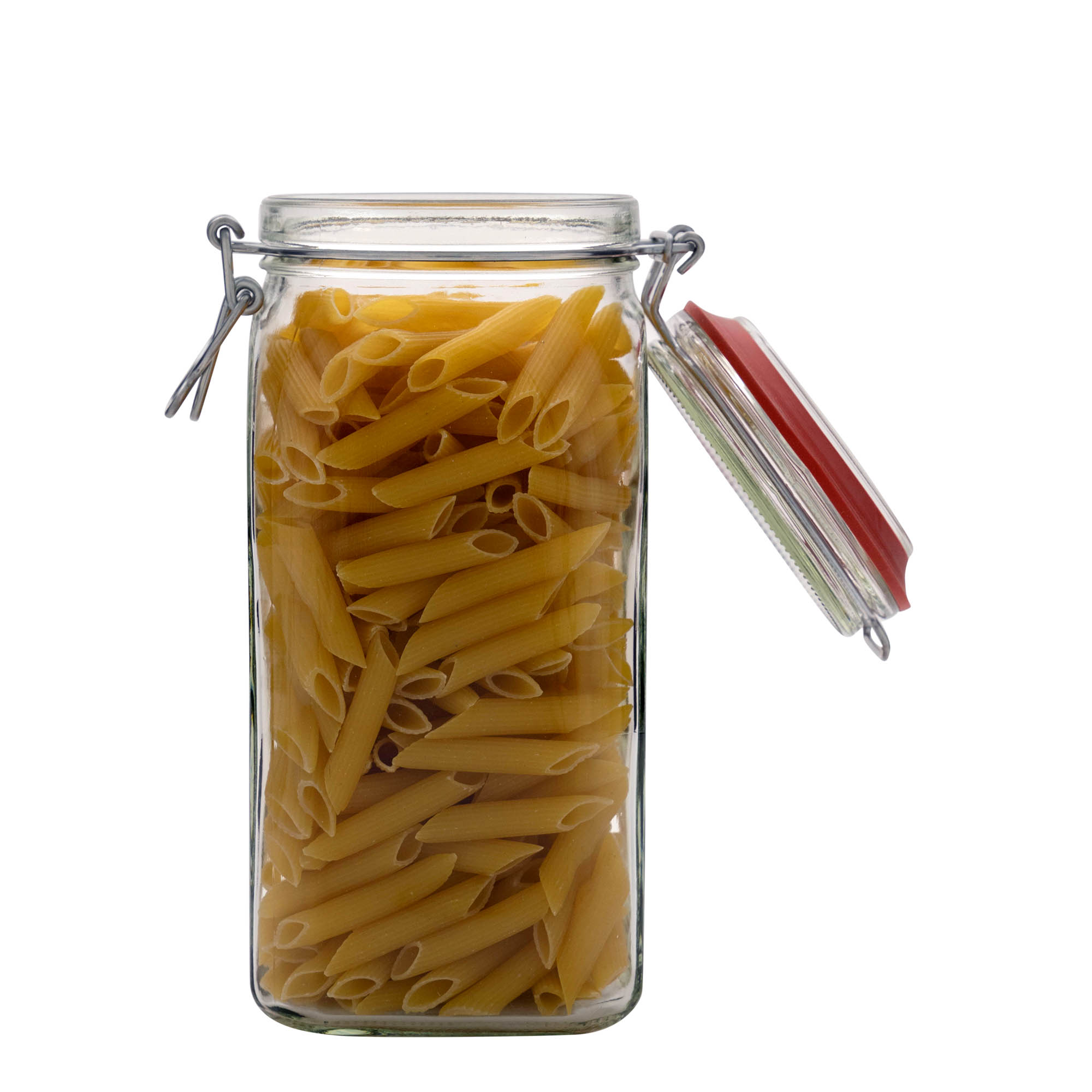 1.540 ml Tel mandallı kavanoz, kare, ağız: tel mandal kapak