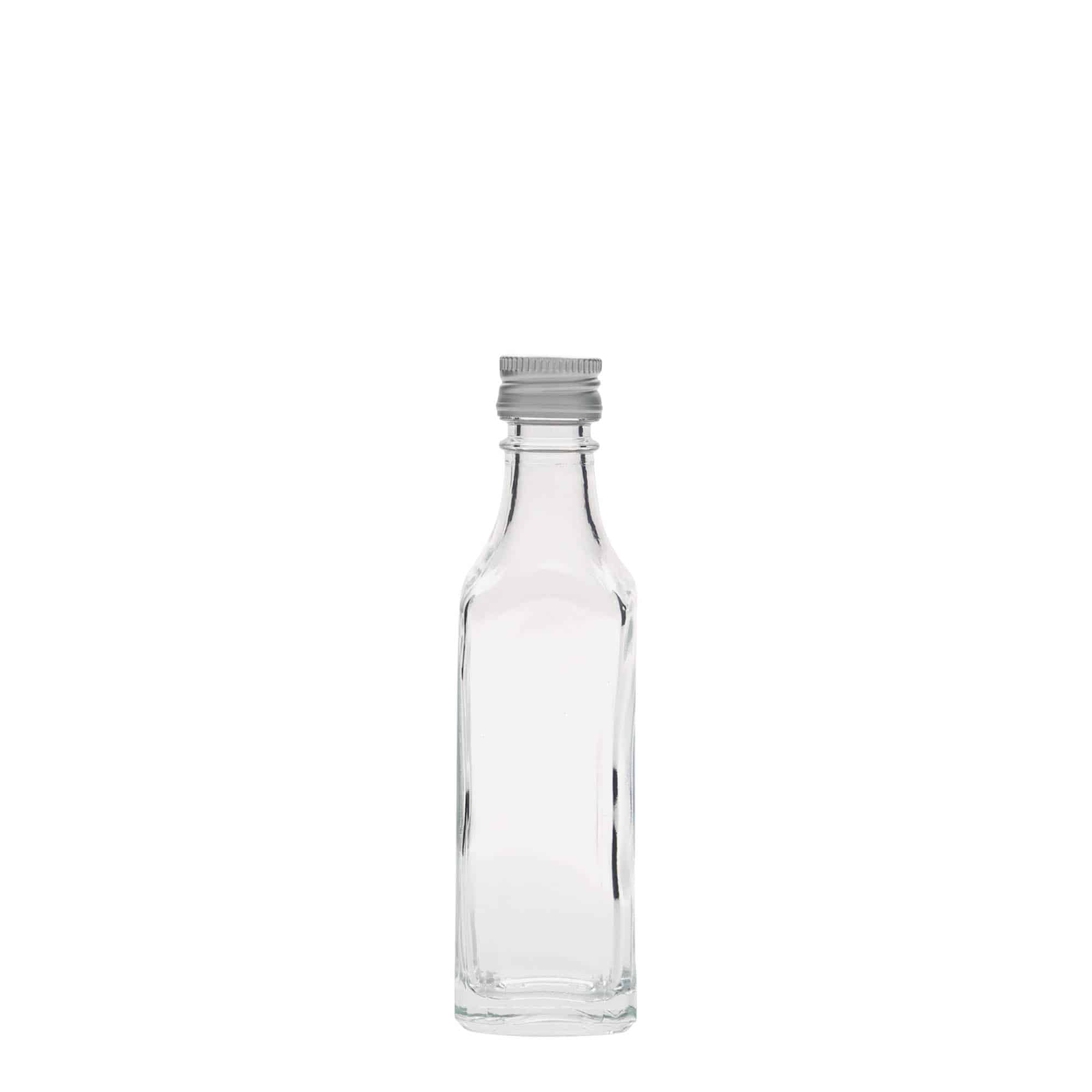 50 ml cam şişe 'Siena', kare, ağız: PP 18