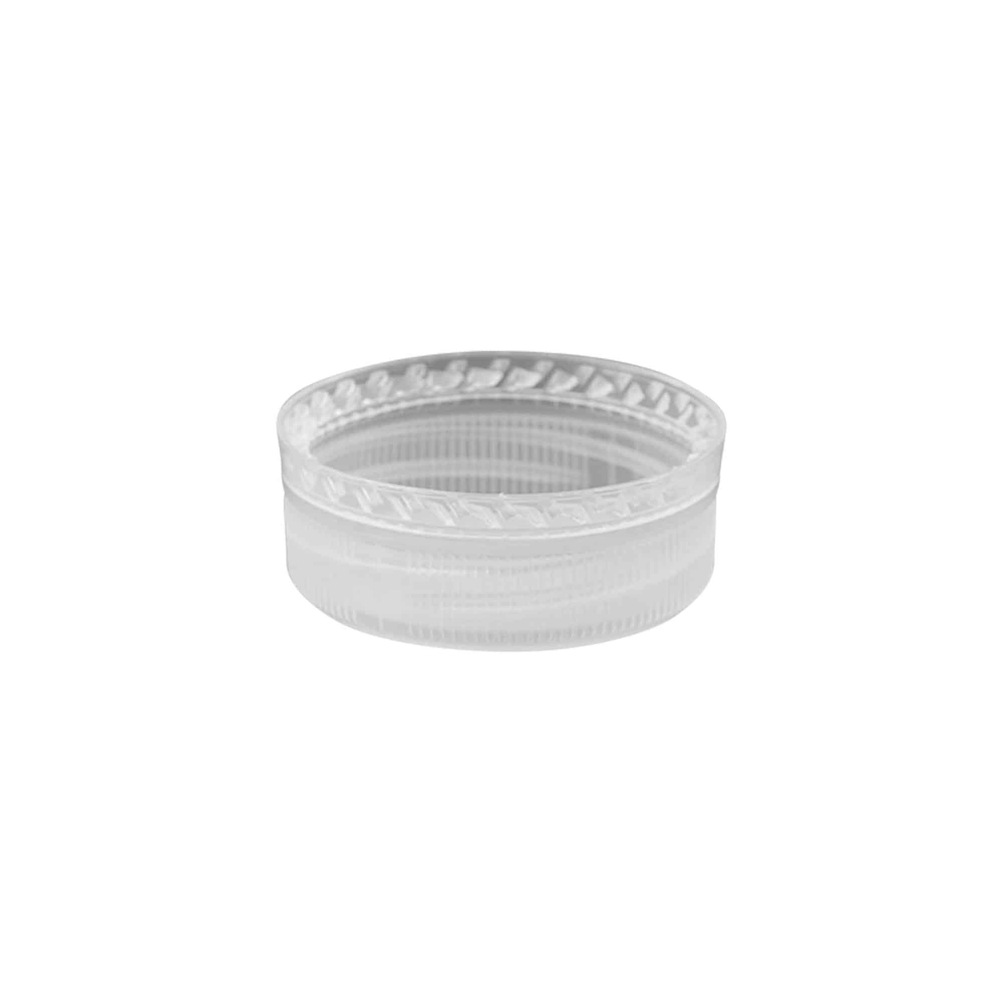 Vidalı kapak çift dişli, PE plastik, beyaz, ağız çapı için: PET 38 mm