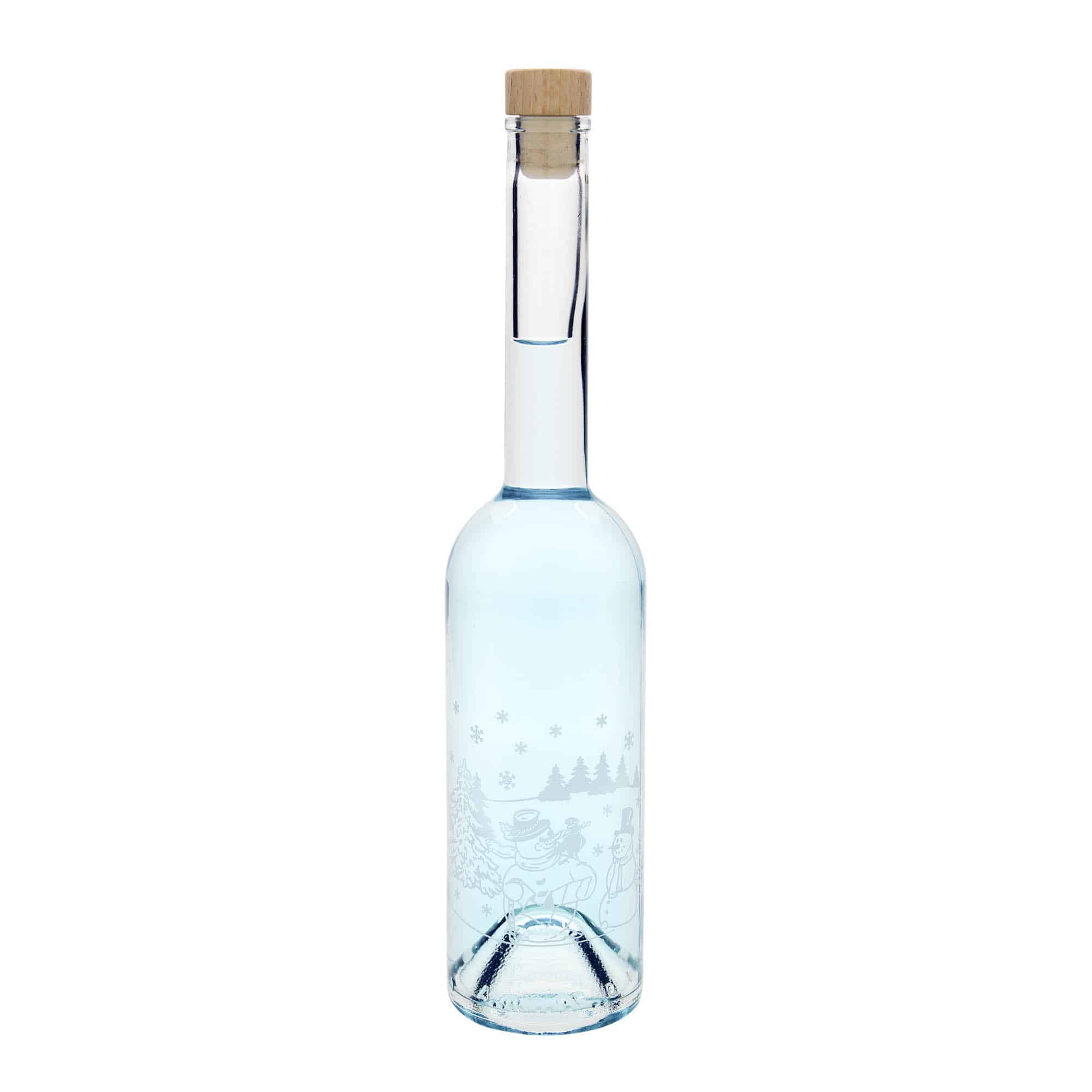 500 ml Cam Şişe 'Opera', Motif: Kardan Adam Şişesi, Ağız: Mantar