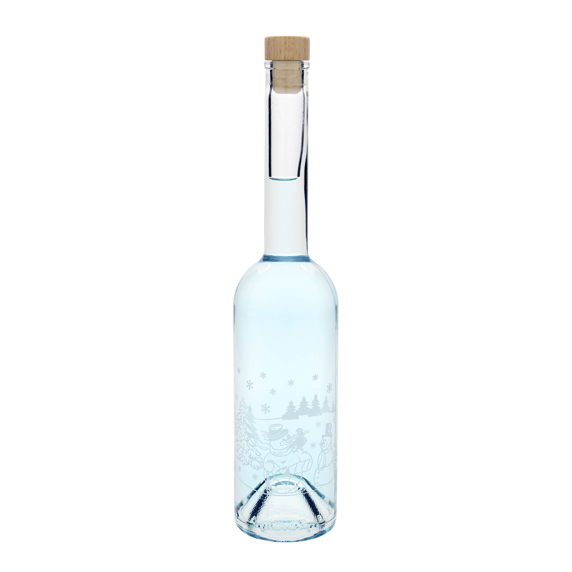 500 ml Cam Şişe 'Opera', Motif: Kardan Adam Şişesi, Ağız: Mantar