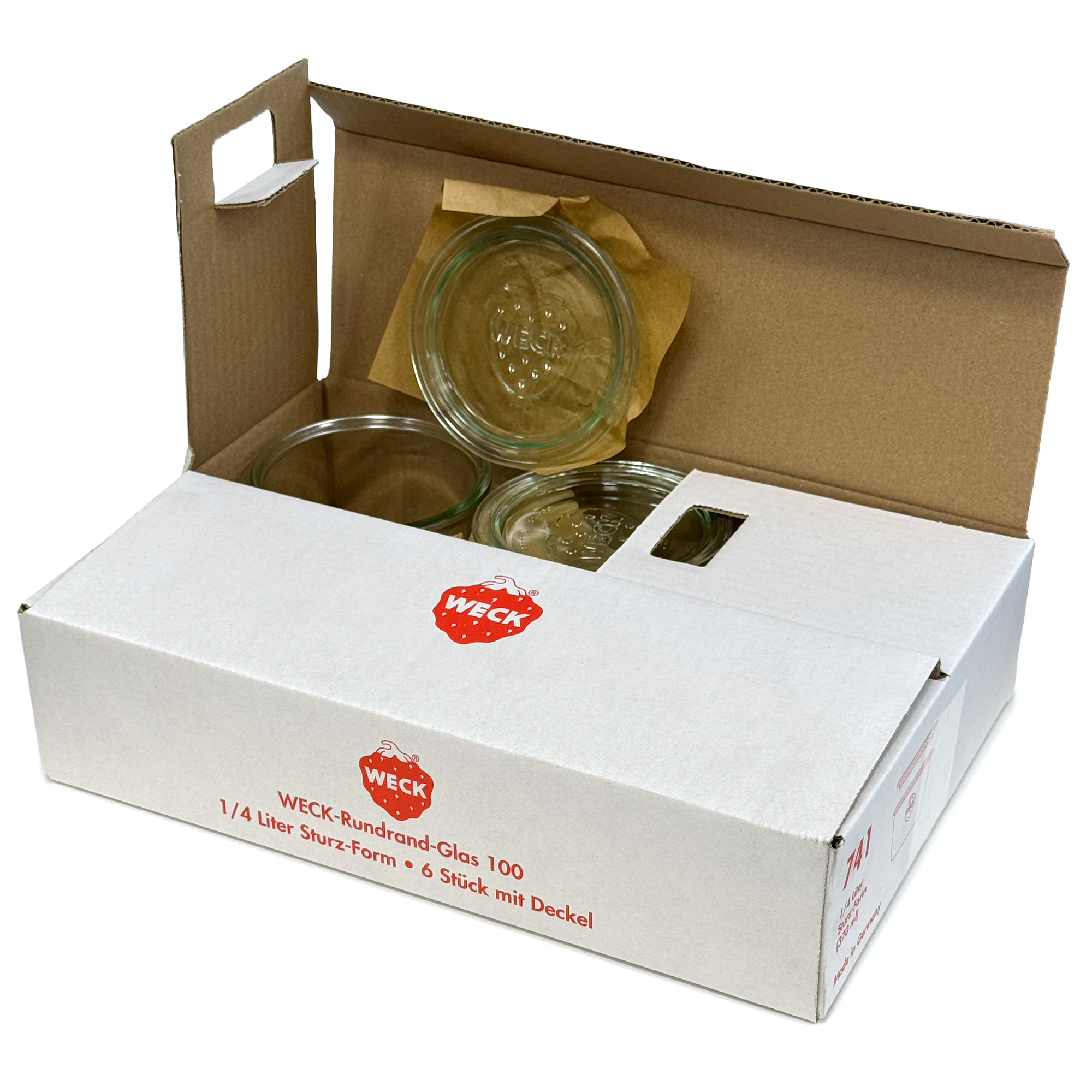 6x 370 ml WECK kavanoz cam kapaklı RR 100
