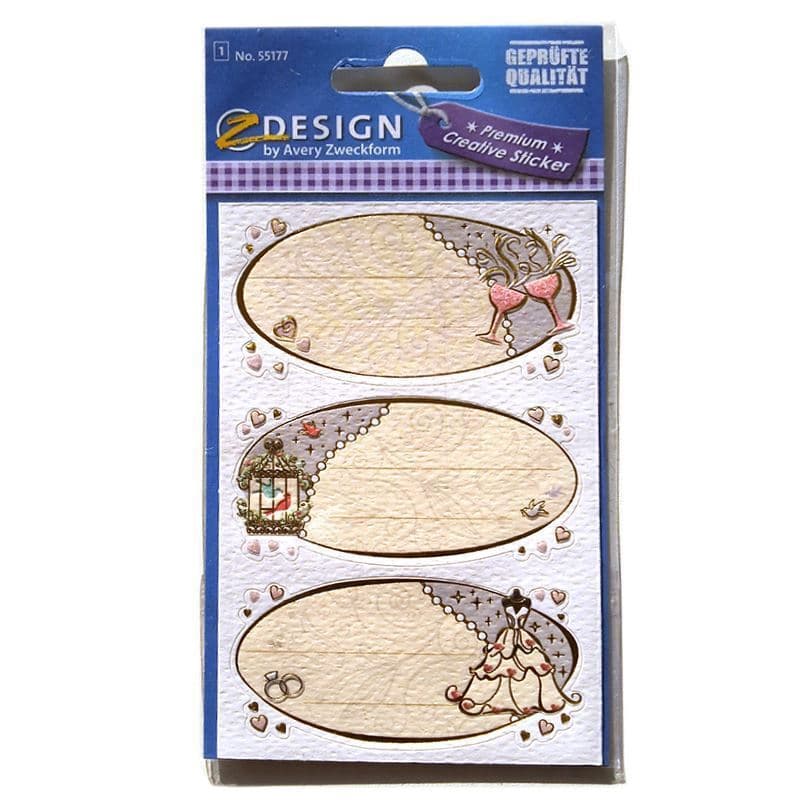 Zweckform Etiketler 'Düğün Dilekleri', oval, kağıt, çok renkli Zweckform Etiketler 'Düğün Dilekleri', oval, kağıt, çok renkli